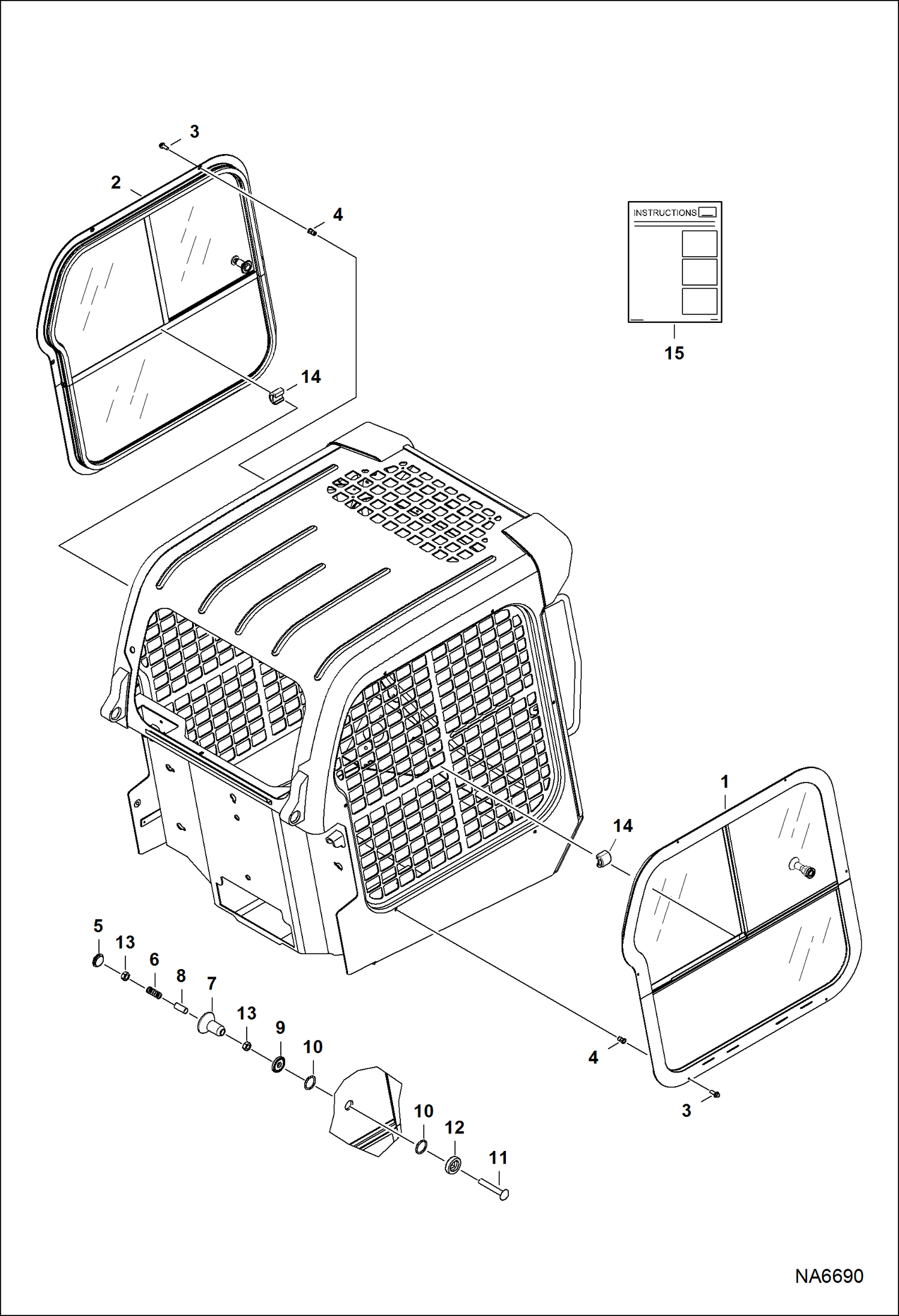 Схема запчастей Bobcat S-Series - CAB WINDOWS (Side) (Glass) MAIN FRAME