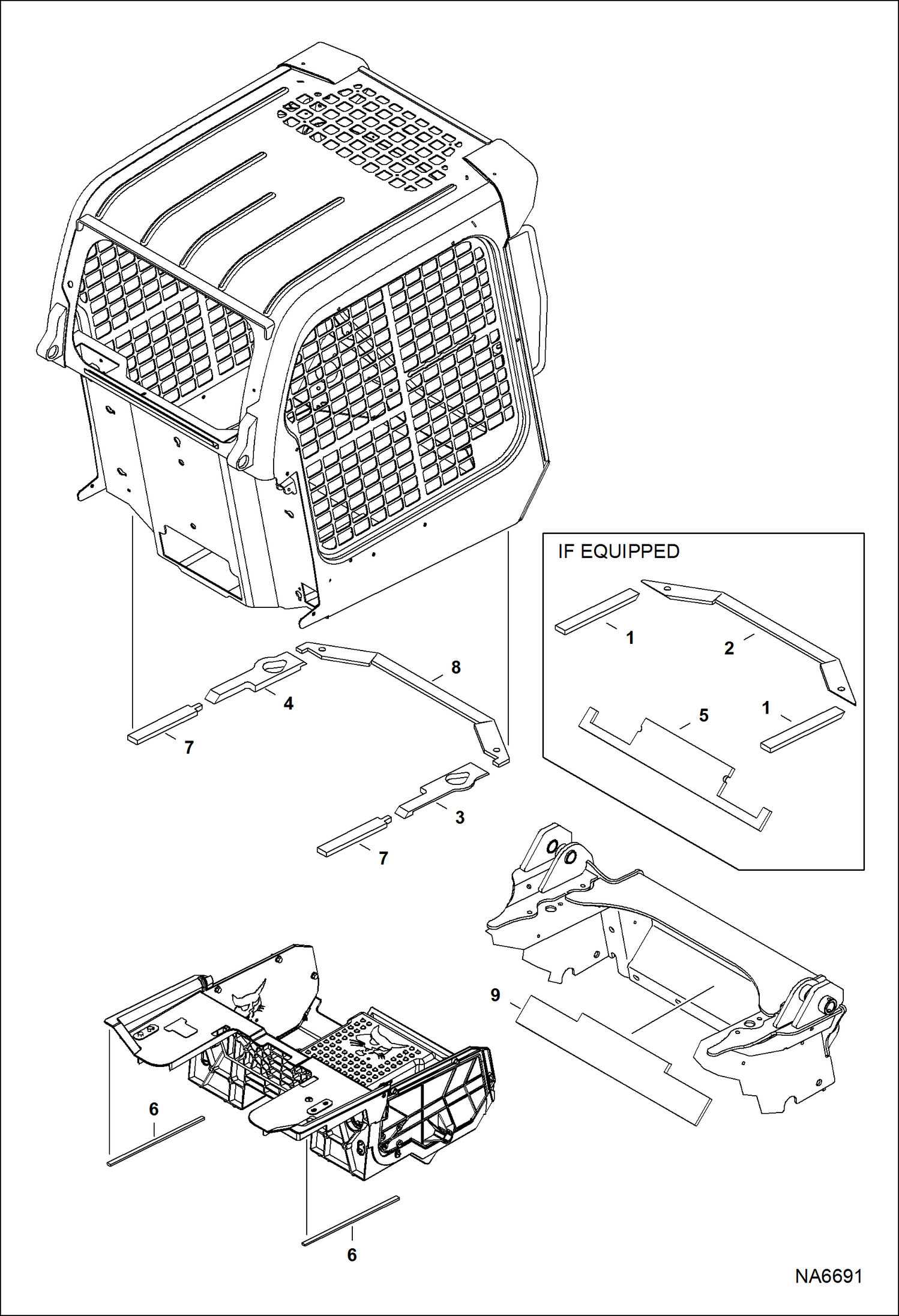 Схема запчастей Bobcat S-Series - CAB SEAL KIT MAIN FRAME