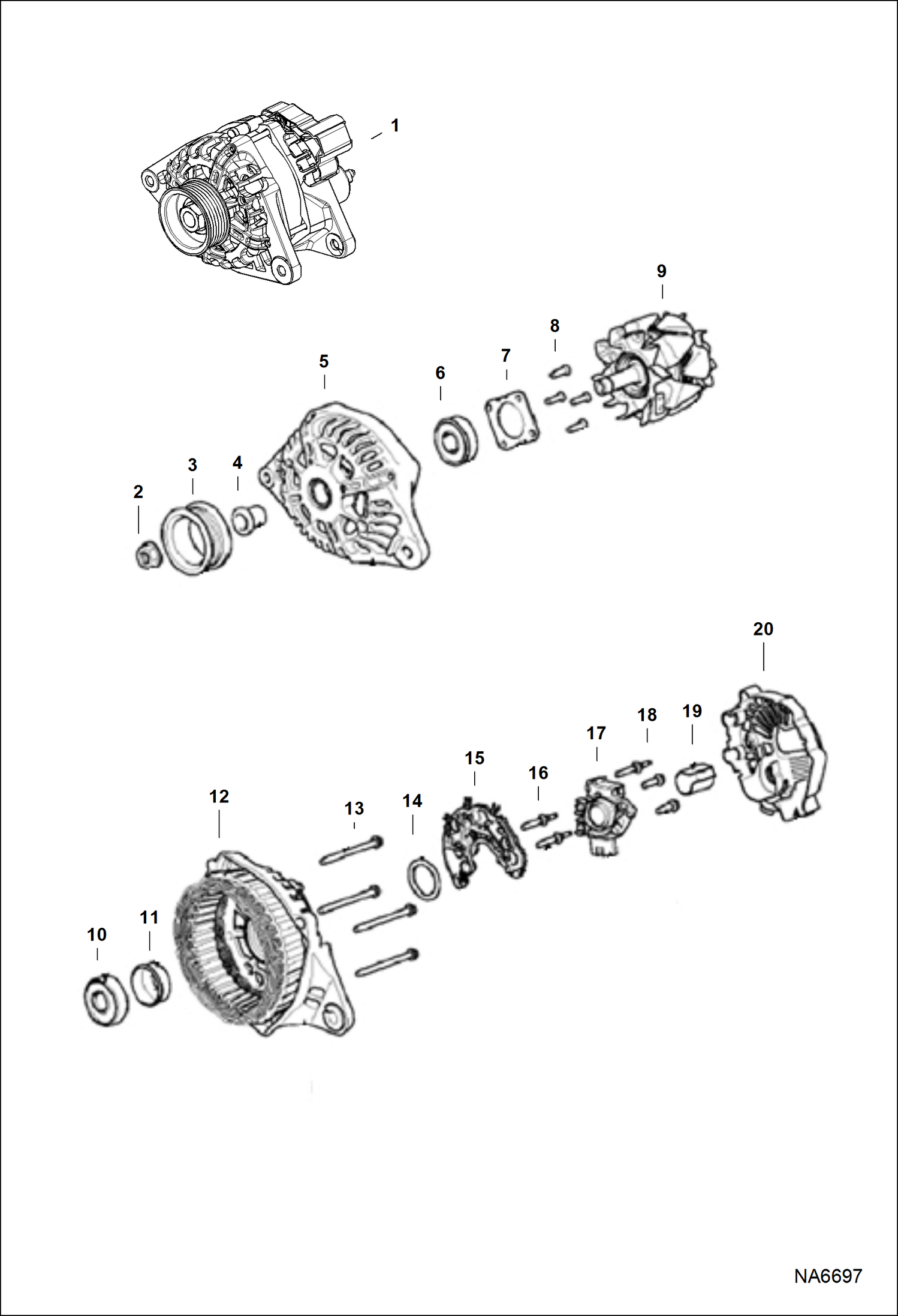 Схема запчастей Bobcat A-Series - ALTERNATOR ELECTRICAL SYSTEM