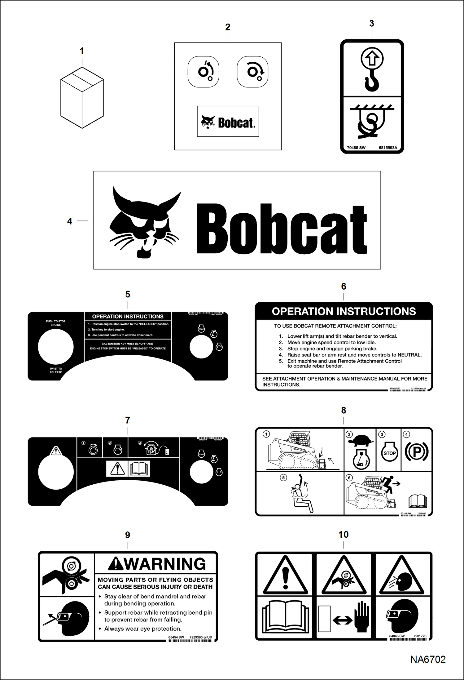 Схема запчастей Bobcat REBAR BENDER - REBAR BENDER (Decals) (No-Text) (AZHN) Loader