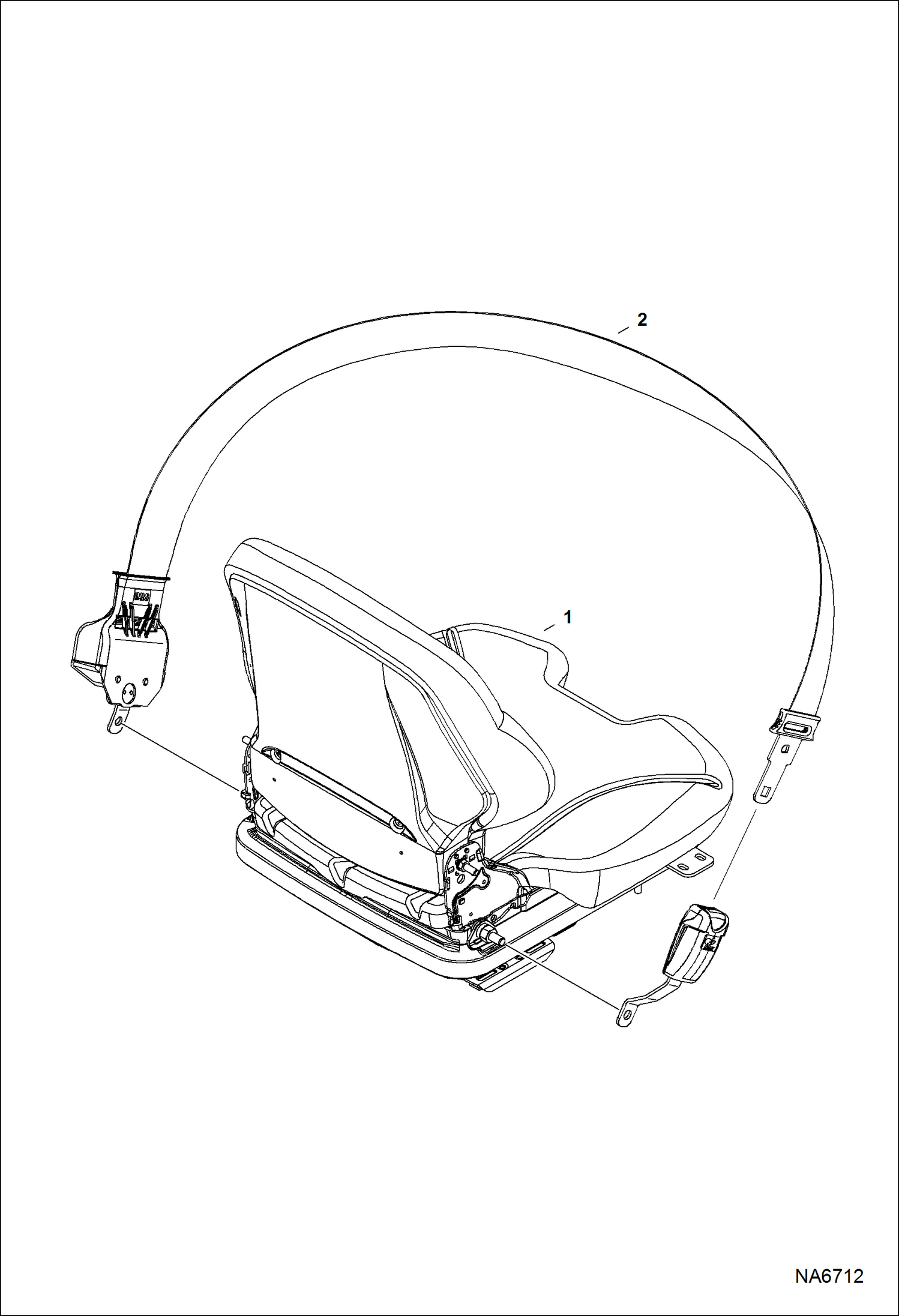 Схема запчастей Bobcat S-Series - SEAT & SEAT BELT MAIN FRAME