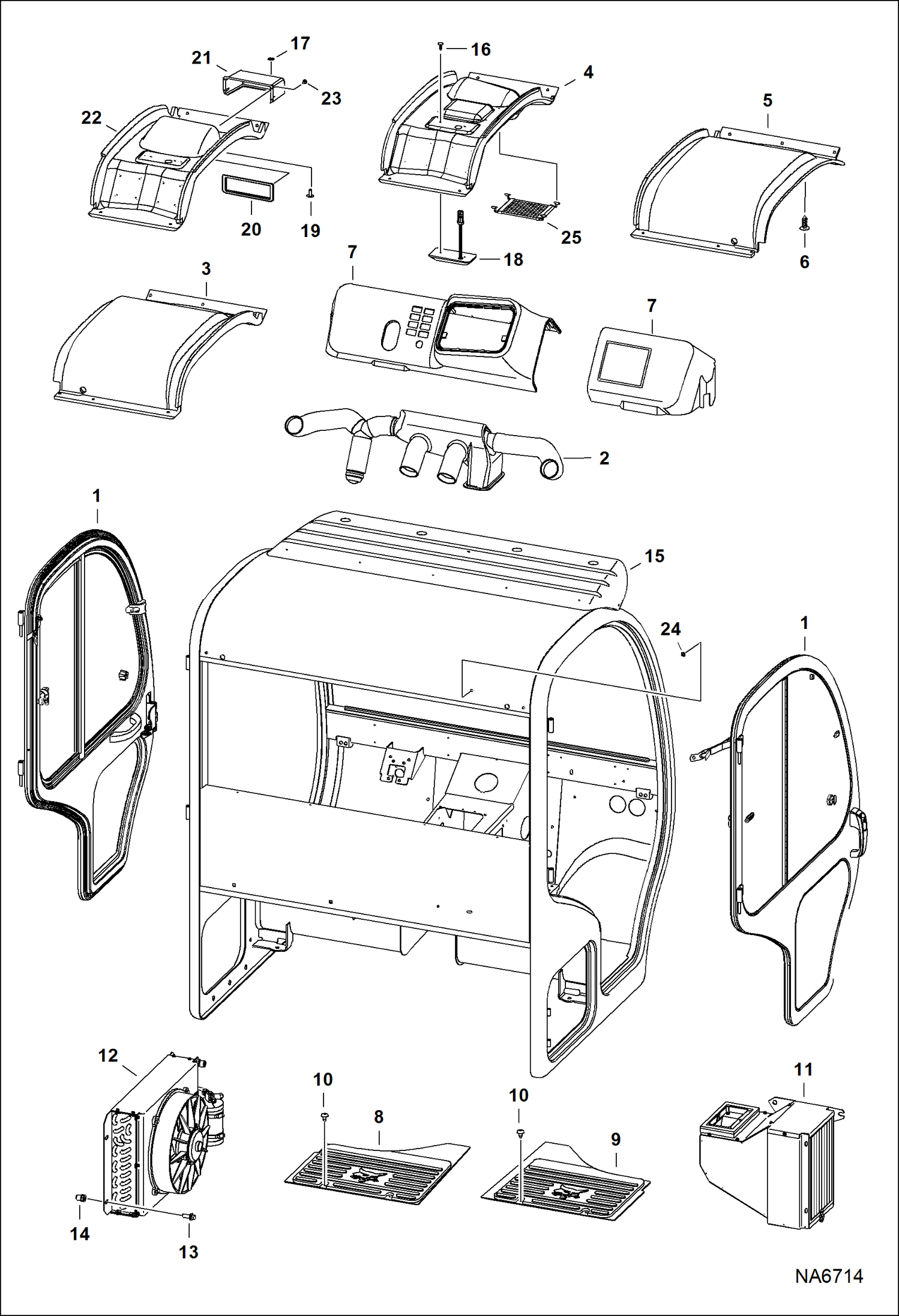 Схема запчастей Bobcat 5600 - OPERATOR CAB (Enclosure) MAIN FRAME