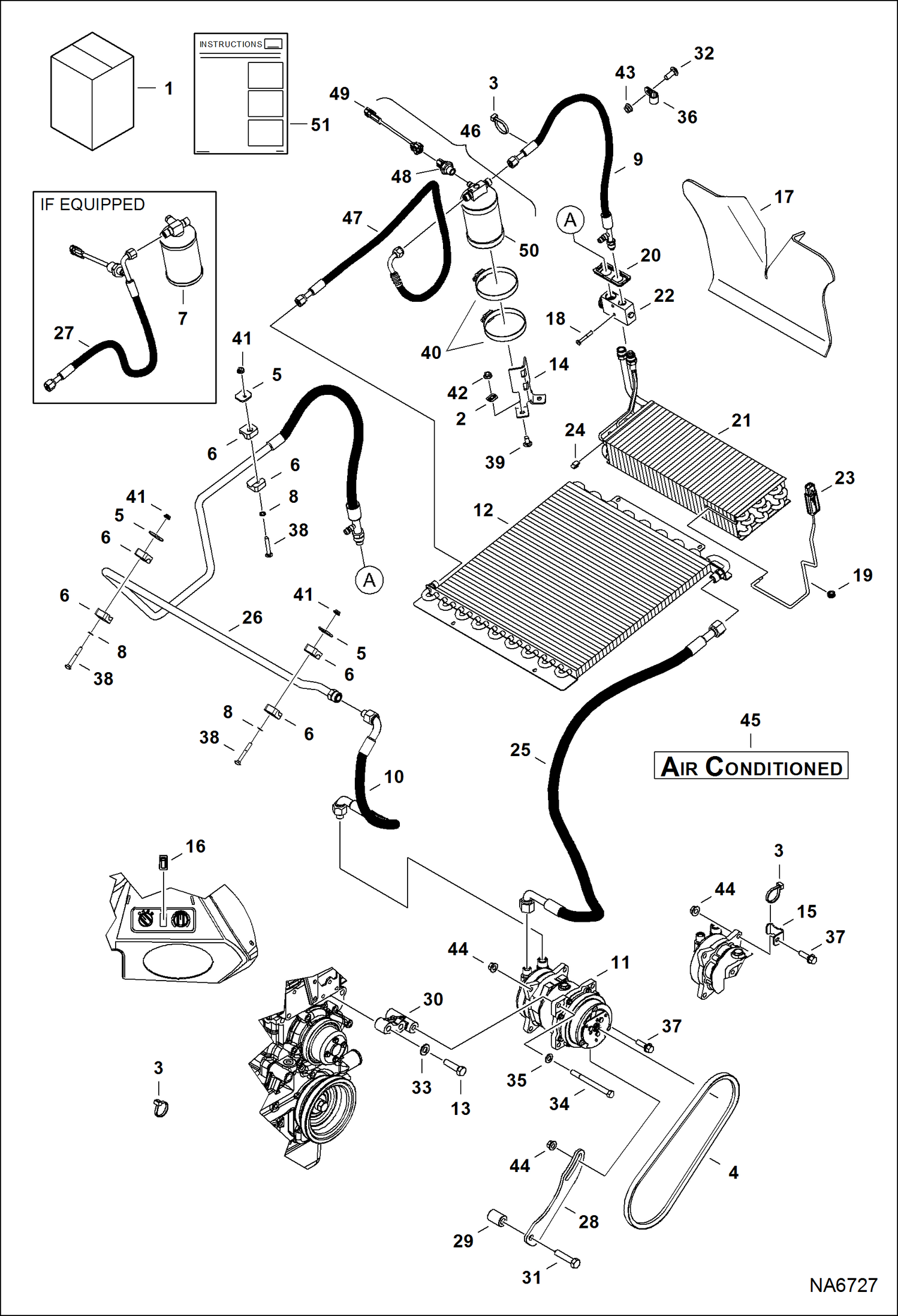 Схема запчастей Bobcat S-Series - HEATER & A/C (A/C Kit) (S/N A3NL11001 - ) ACCESSORIES & OPTIONS