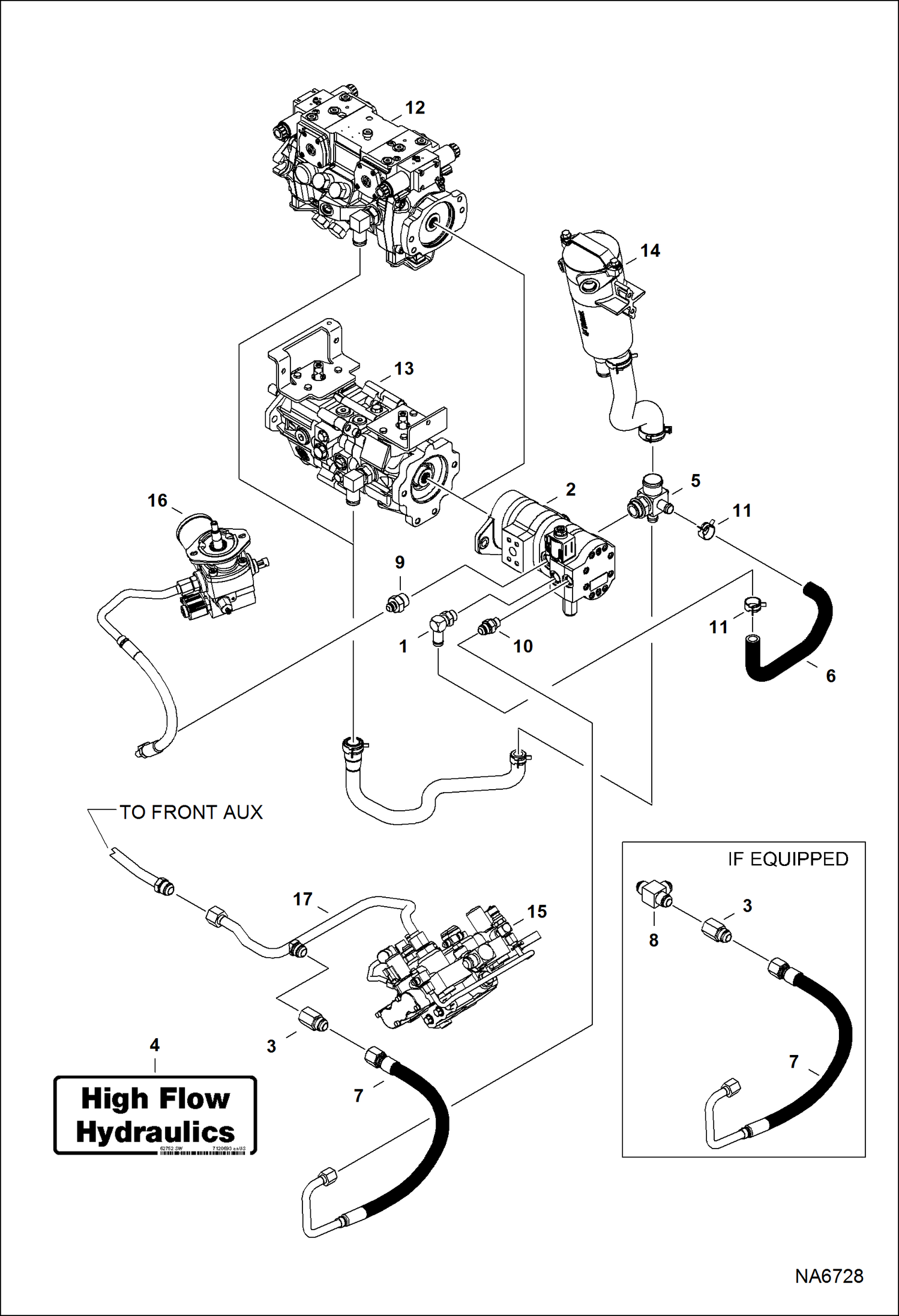 Схема запчастей Bobcat S-Series - HIGH FLOW HYDRAULICS HIGH FLOW HYDRAULICS