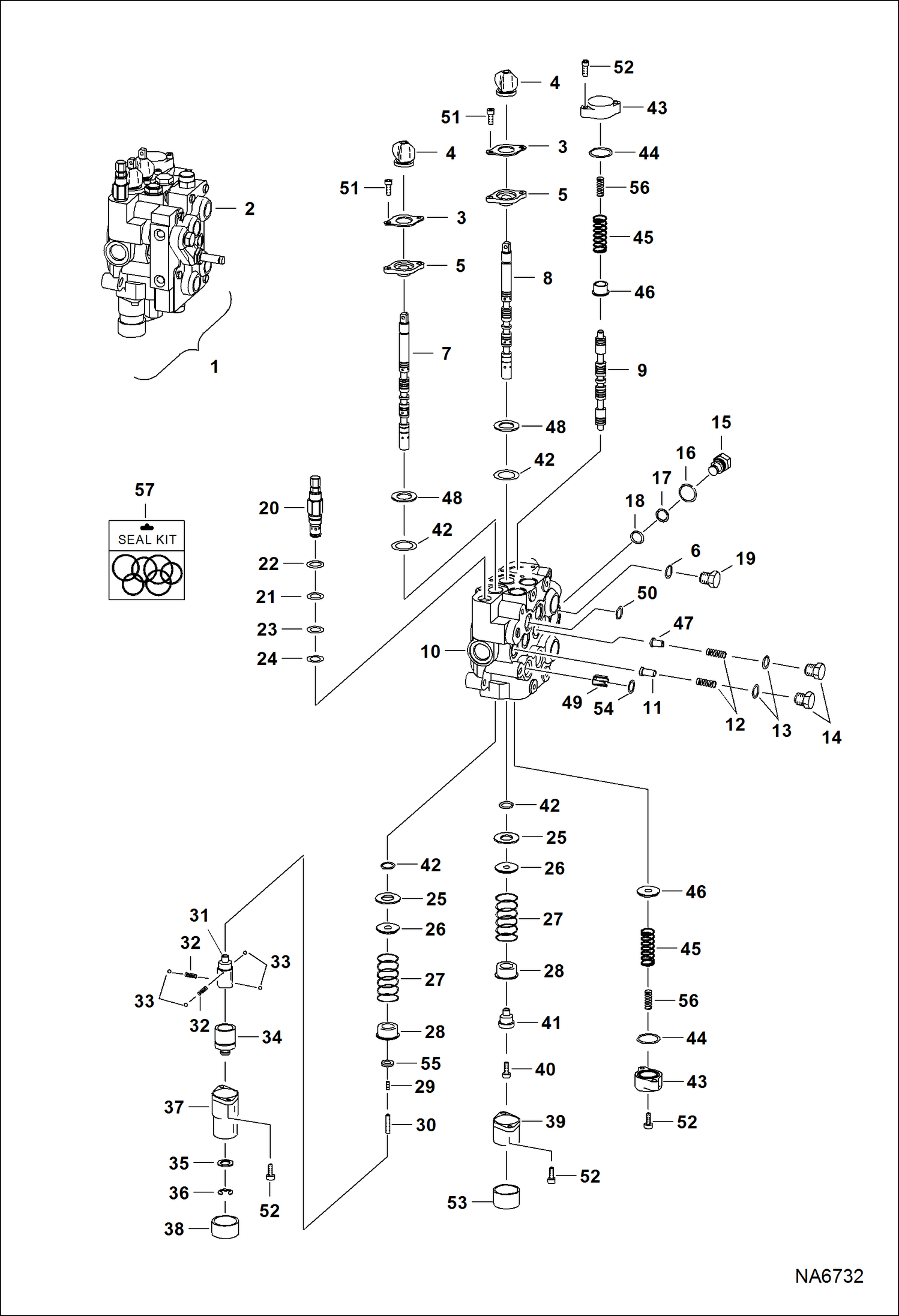 Схема запчастей Bobcat 600s - HYDRAULIC CONTROL VALVE (Advanced Control System) (Service Valve) HYDRAULIC SYSTEM