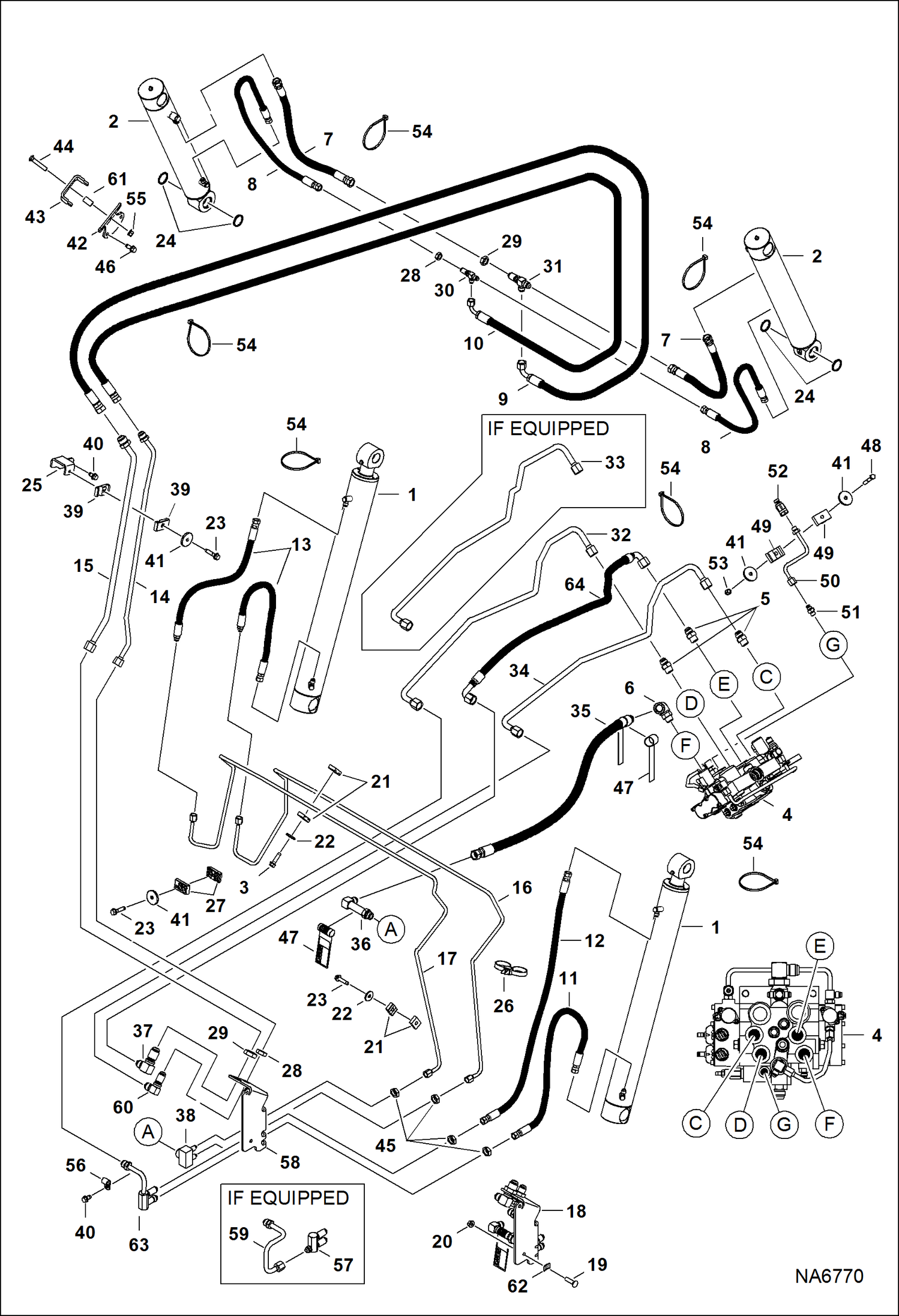 Схема запчастей Bobcat S-Series - HYDRAULIC CIRCUITRY (W/O BPV Junction Block) HYDRAULIC SYSTEM