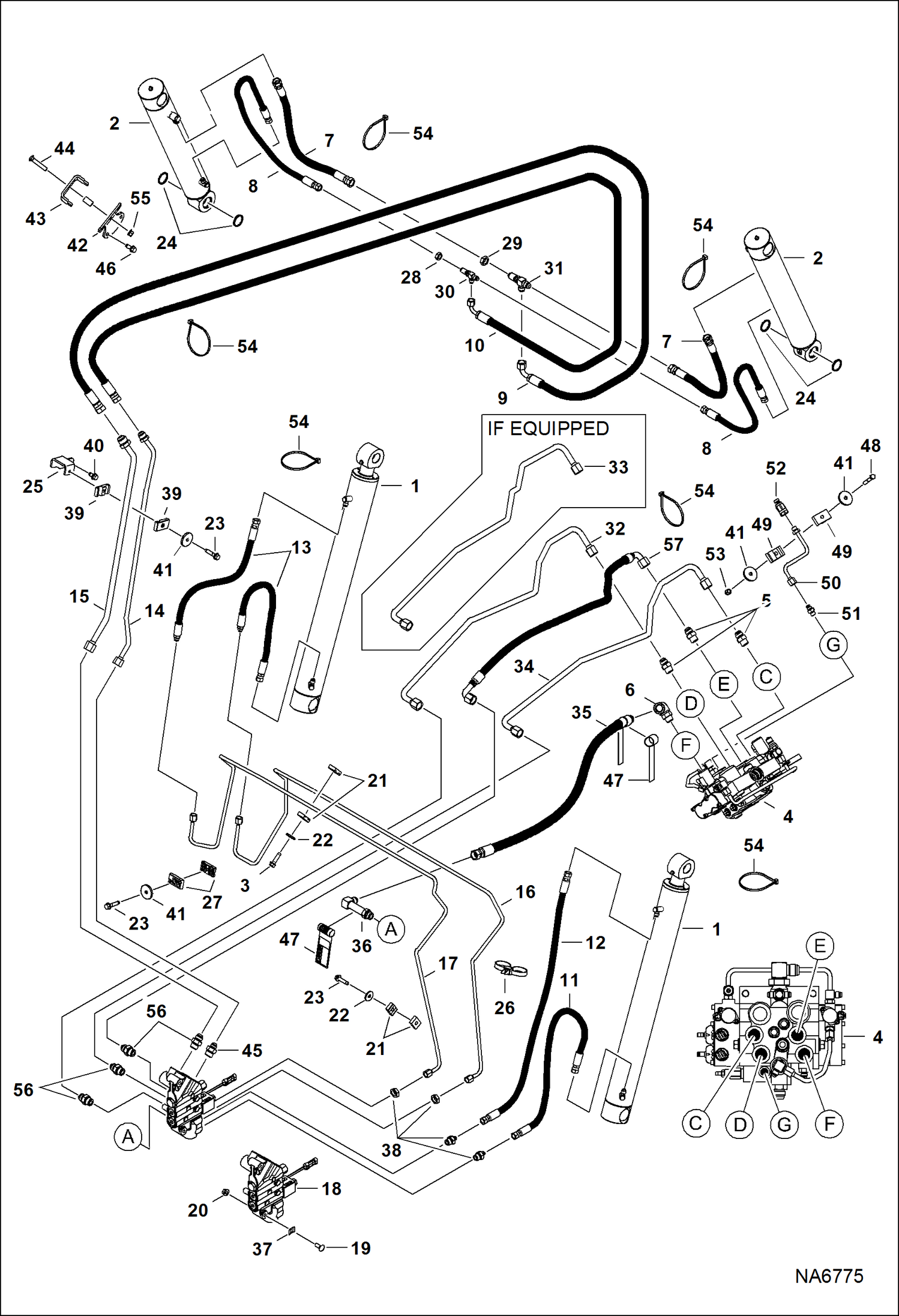 Схема запчастей Bobcat S-Series - HYDRAULIC CIRCUITRY (W/BPV Junction Block) HYDRAULIC SYSTEM