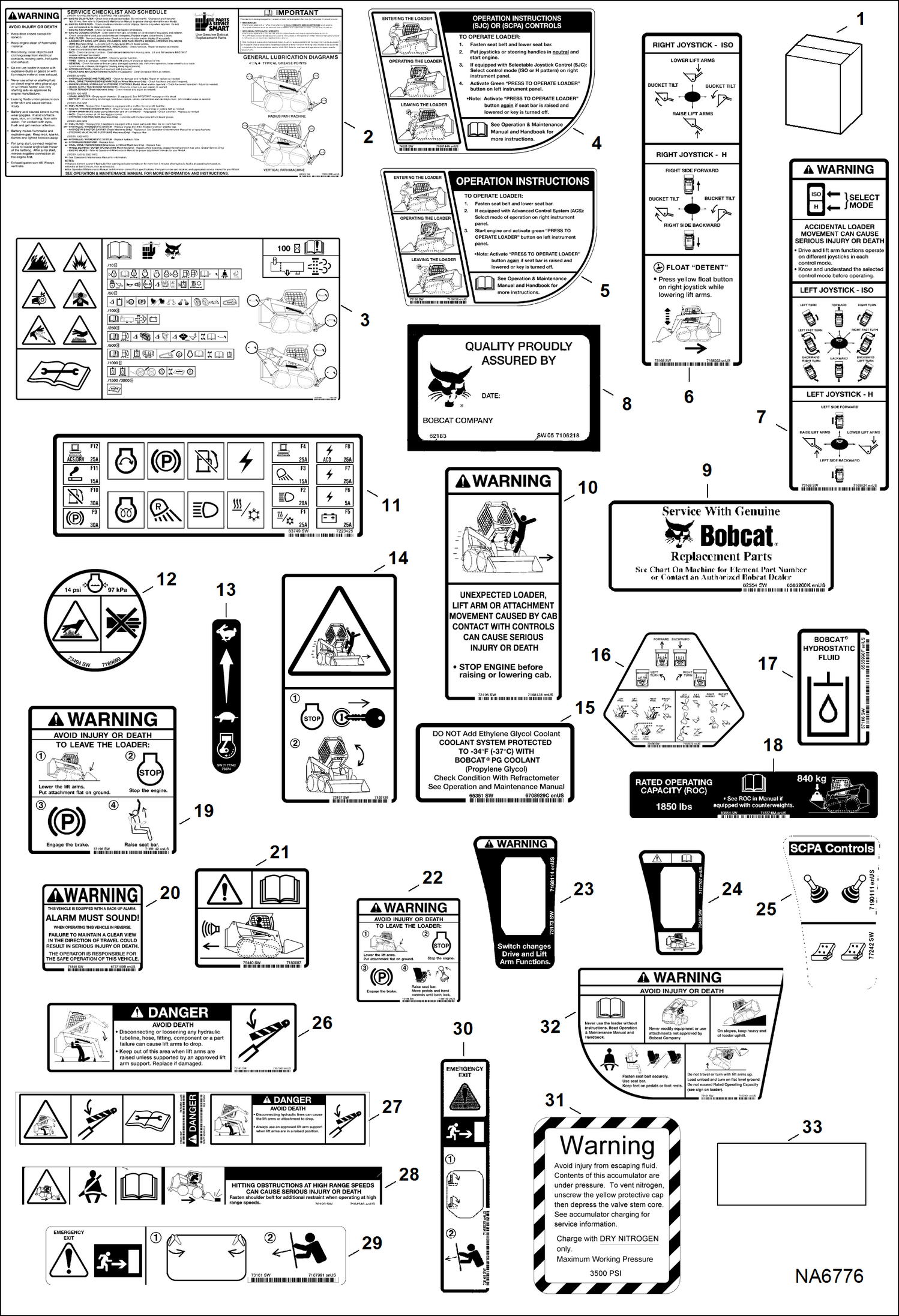 Схема запчастей Bobcat S-Series - DECALS (Inside) ACCESSORIES & OPTIONS