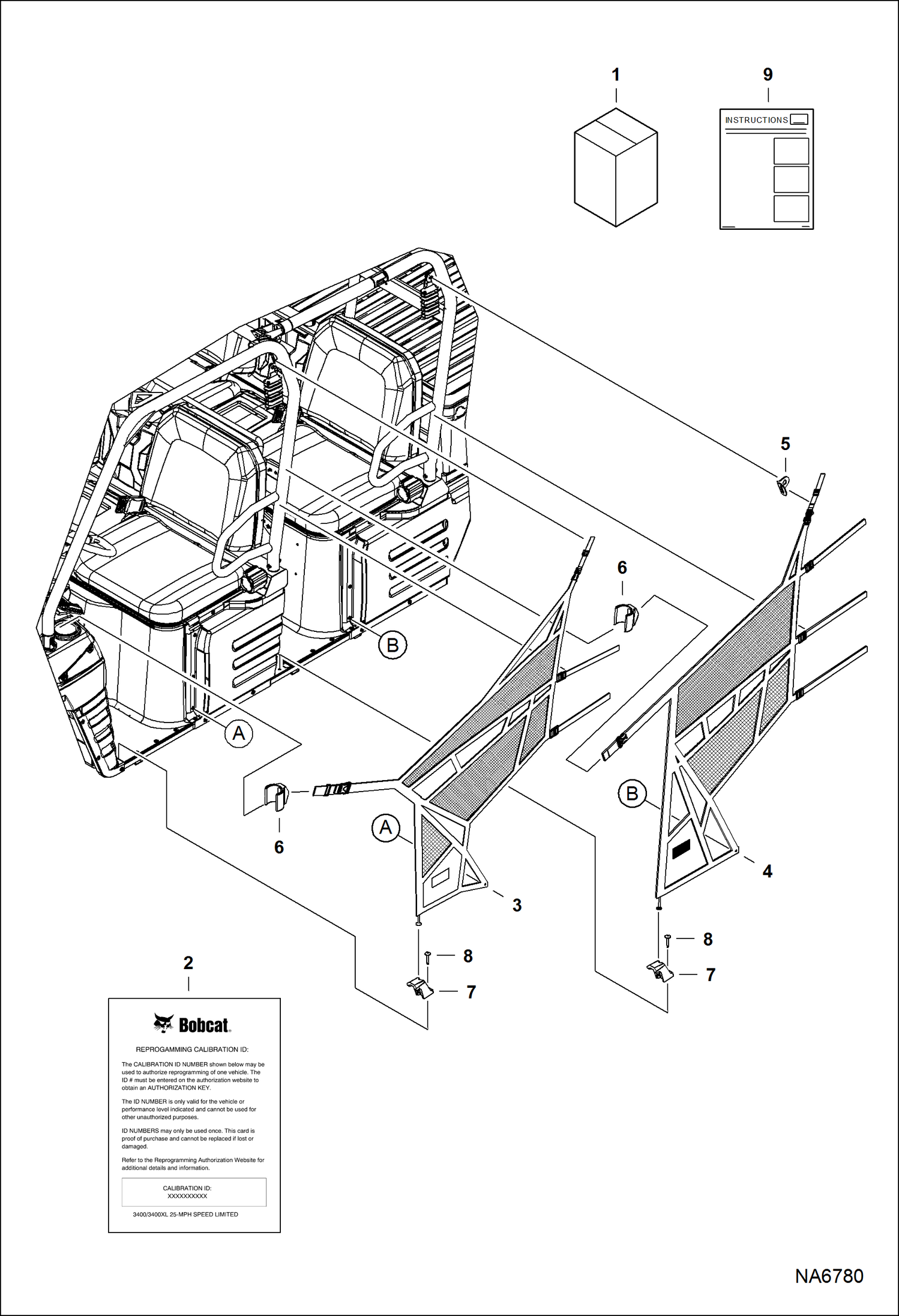 Схема запчастей Bobcat 3400XL - SPEED LIMITER KIT (35 MPH W/Side Nets) ACCESSORIES & OPTIONS