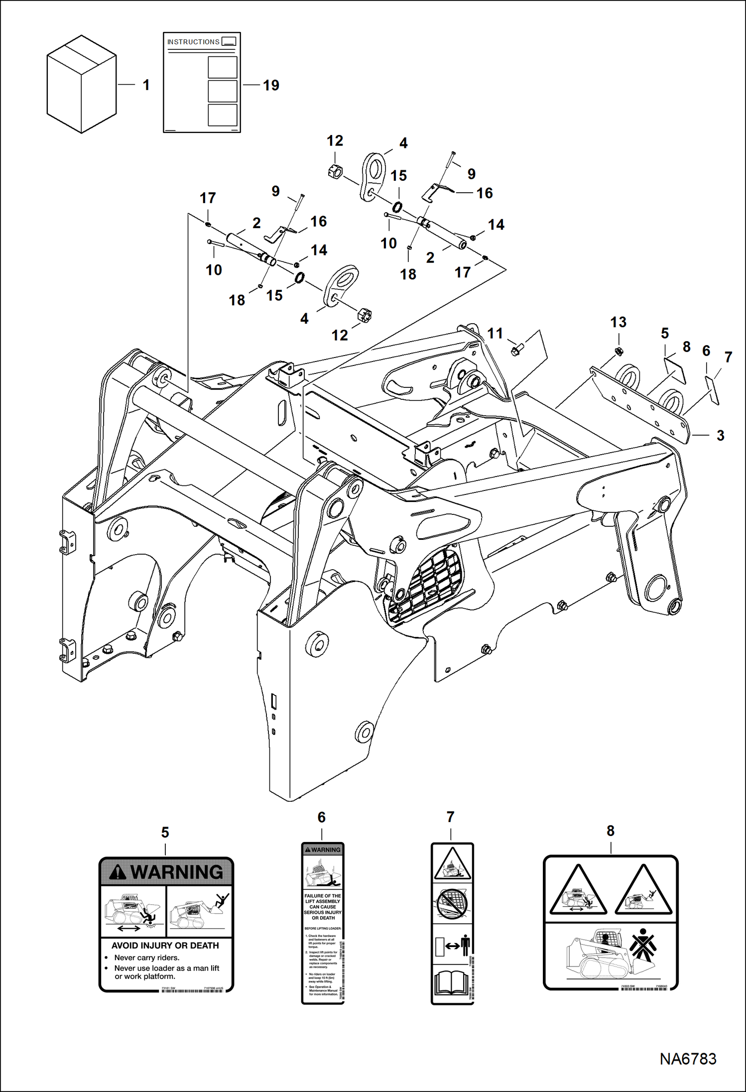 Схема запчастей Bobcat S-Series - LIFT KIT (Four Point) ACCESSORIES & OPTIONS