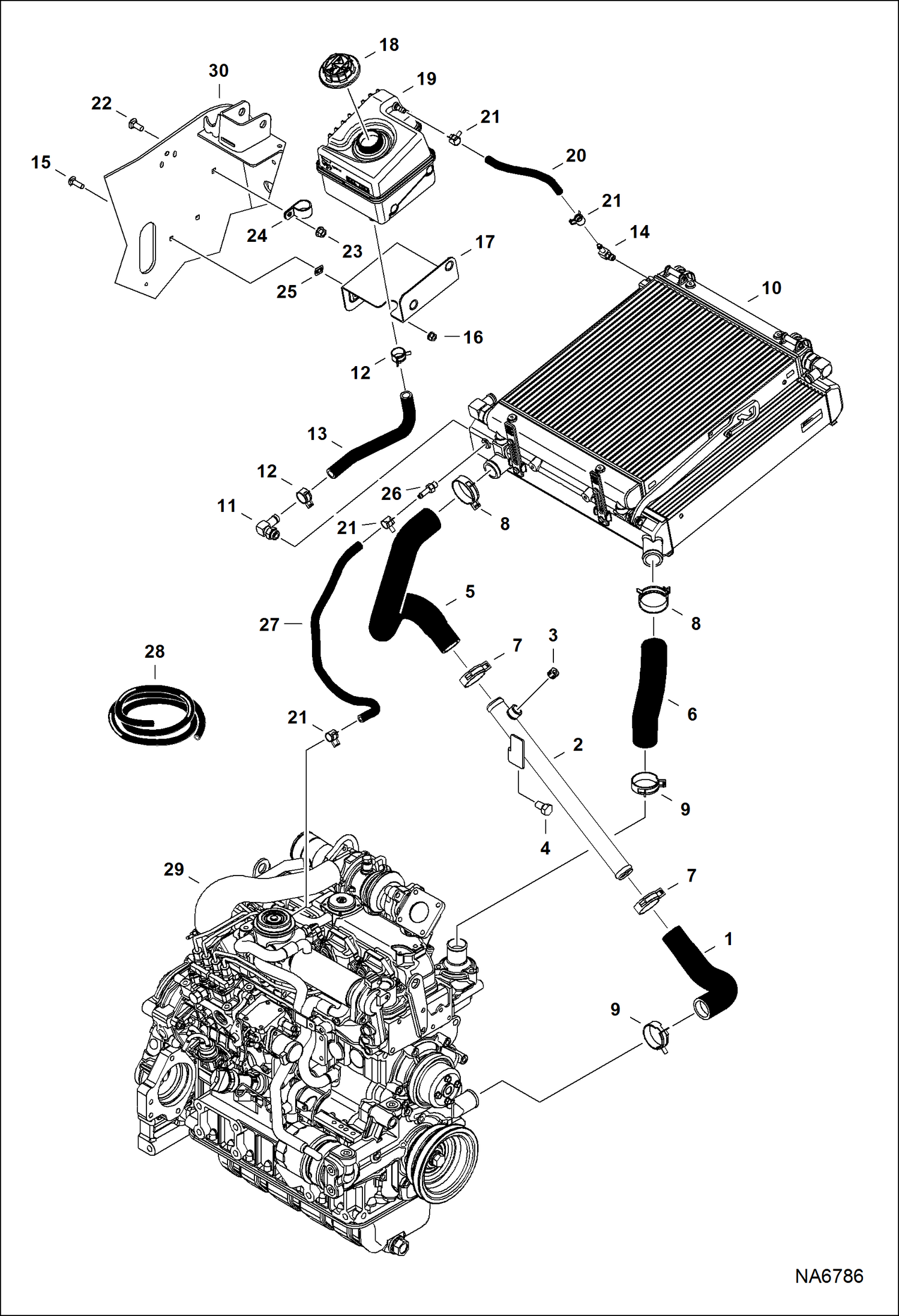 Схема запчастей Bobcat S-Series - ENGINE & ATTACHING PARTS (Radiator Water Exchanger) (S/N A3NL11001 - ) POWER UNIT