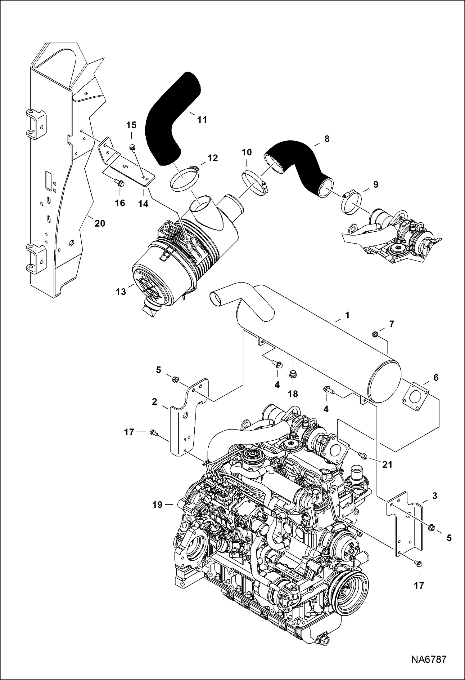 Схема запчастей Bobcat S-Series - ENGINE & ATTACHING PARTS (Air Cleaner & Muffler) POWER UNIT