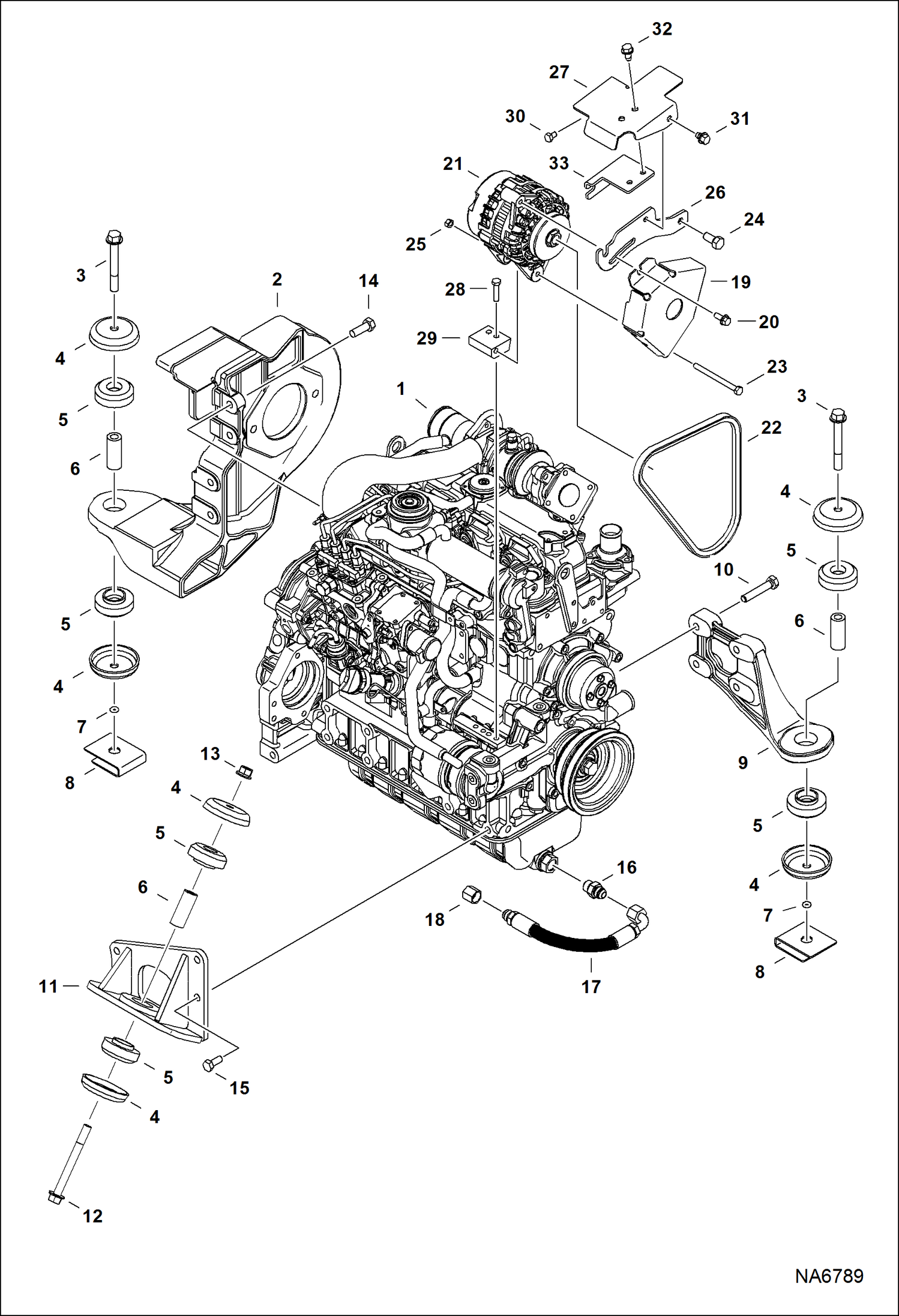 Схема запчастей Bobcat S-Series - ENGINE & ATTACHING PARTS (Engine Mounts) POWER UNIT