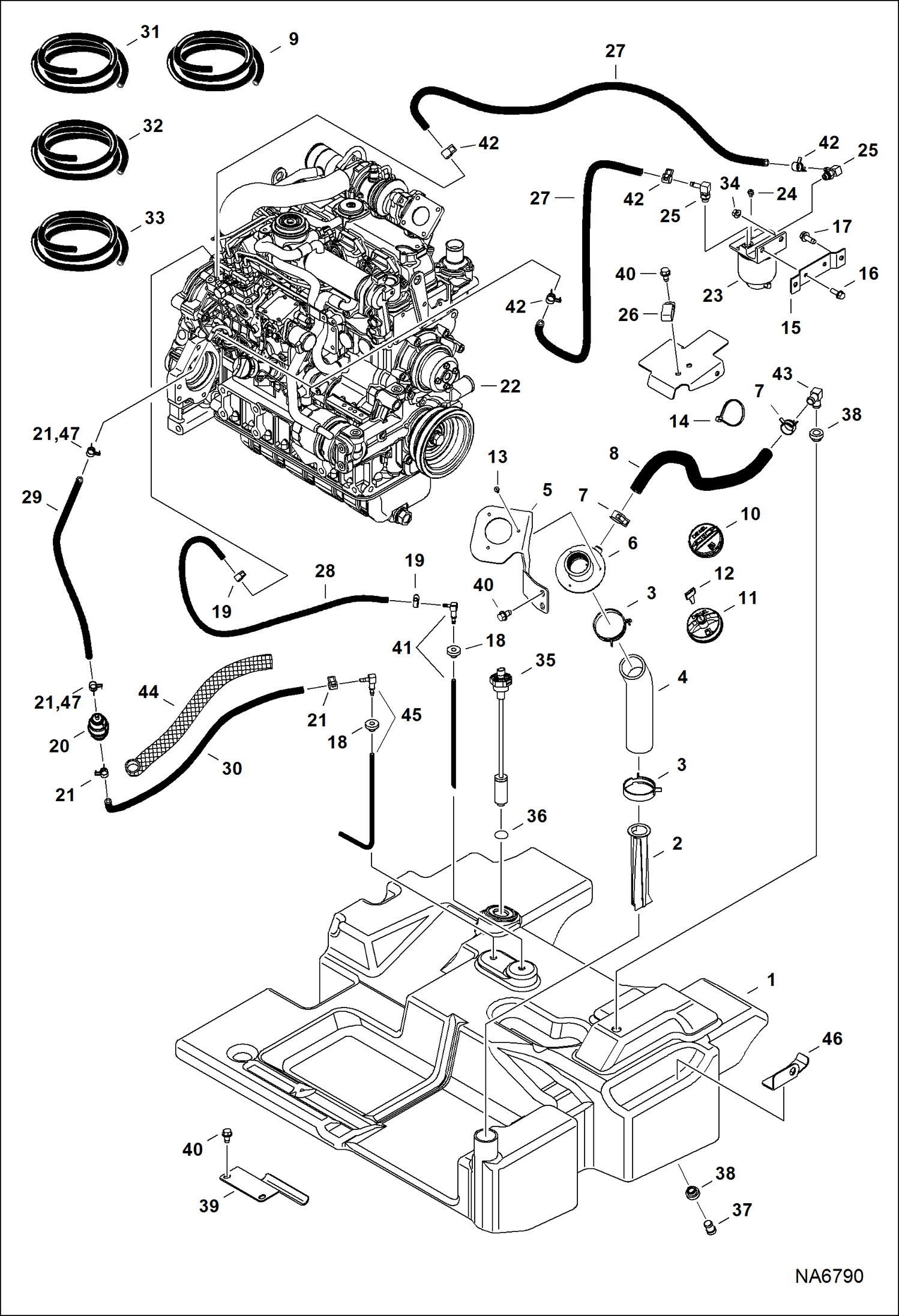 Схема запчастей Bobcat S-Series - FUEL SYSTEM POWER UNIT