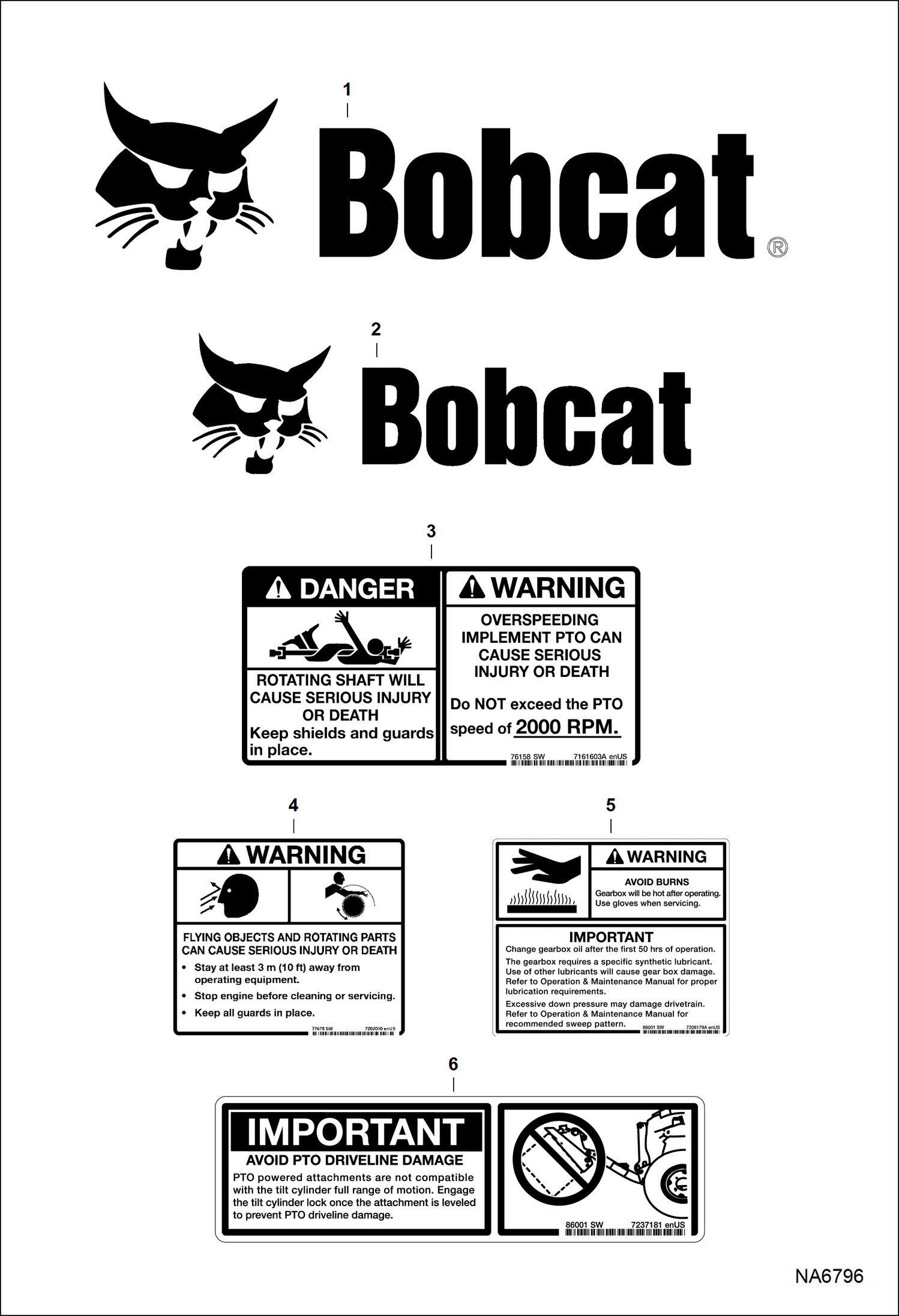 Схема запчастей Bobcat ANGLE BROOM - ANGLE BROOM (Decals) (70 B1CZ) Универсальный мини-грузовик