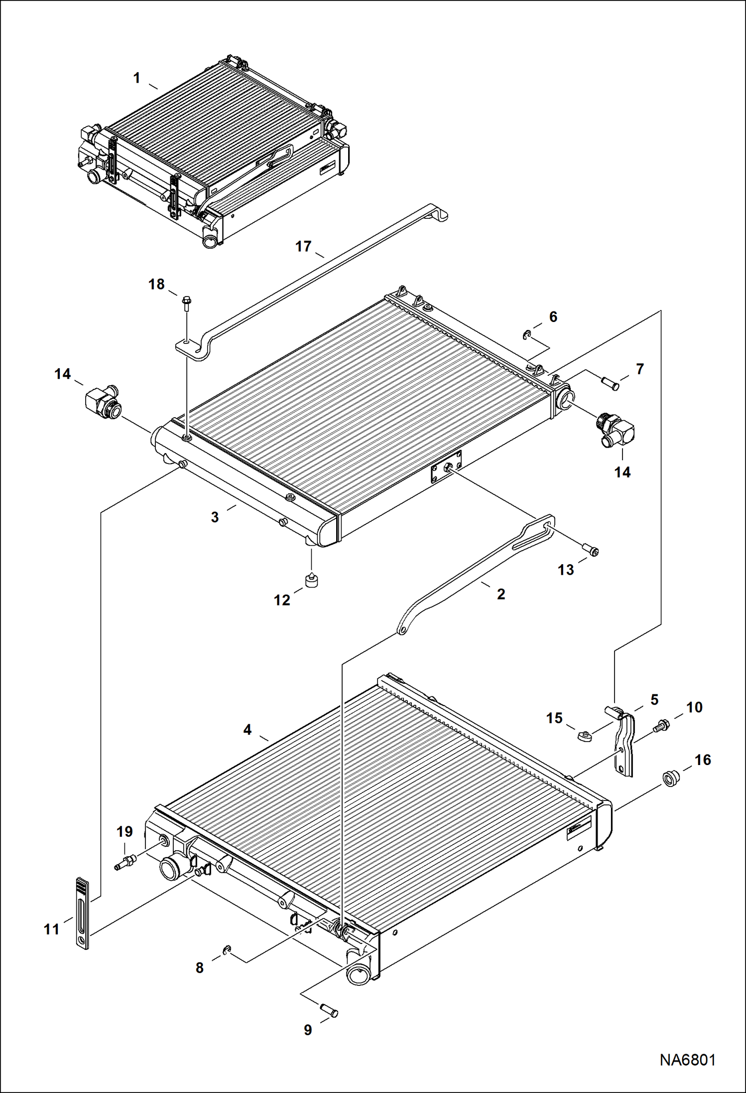 Схема запчастей Bobcat S-Series - RADIATOR/COOLER ASSEMBLY HYDROSTATIC SYSTEM