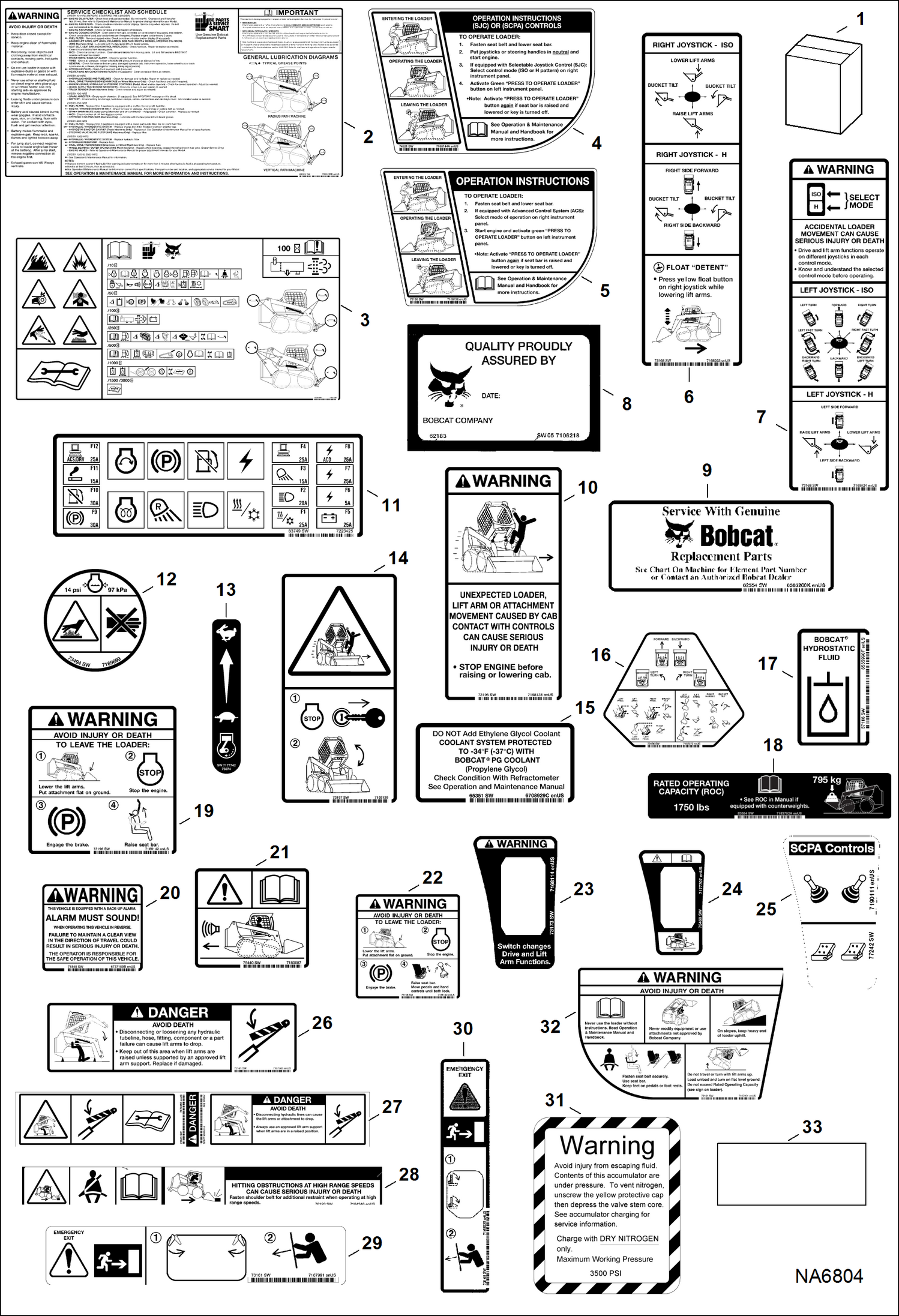 Схема запчастей Bobcat S-Series - DECALS (Inside) ACCESSORIES & OPTIONS