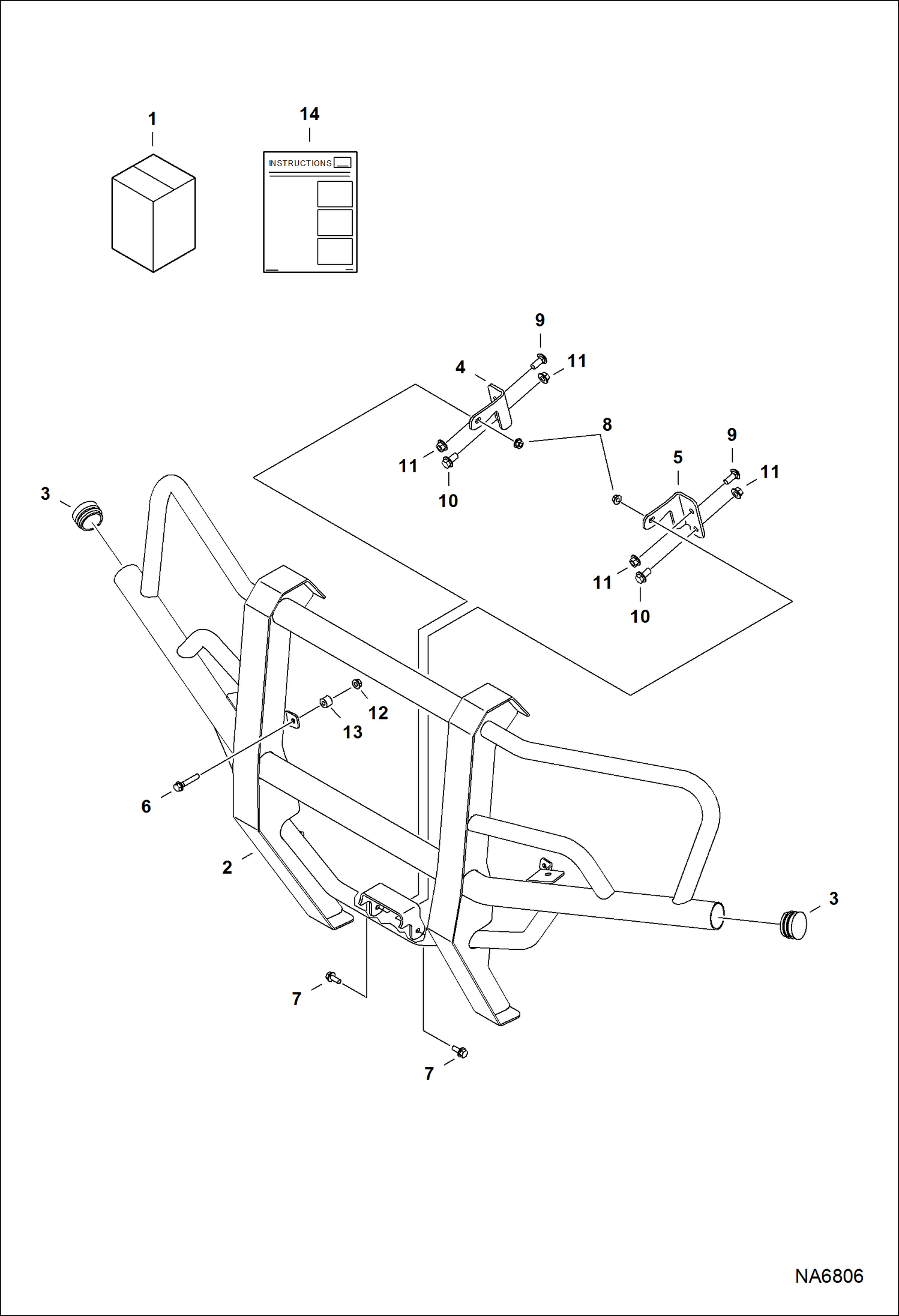 Схема запчастей Bobcat 3600 - GRILL GUARD KIT ACCESSORIES & OPTIONS