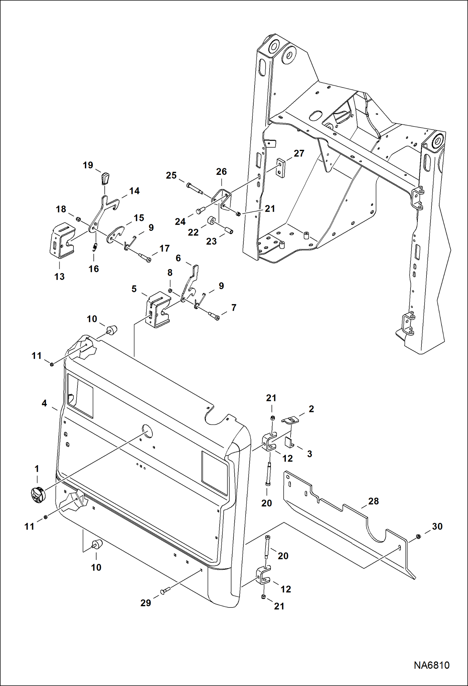 Схема запчастей Bobcat S-Series - REAR DOOR MAIN FRAME