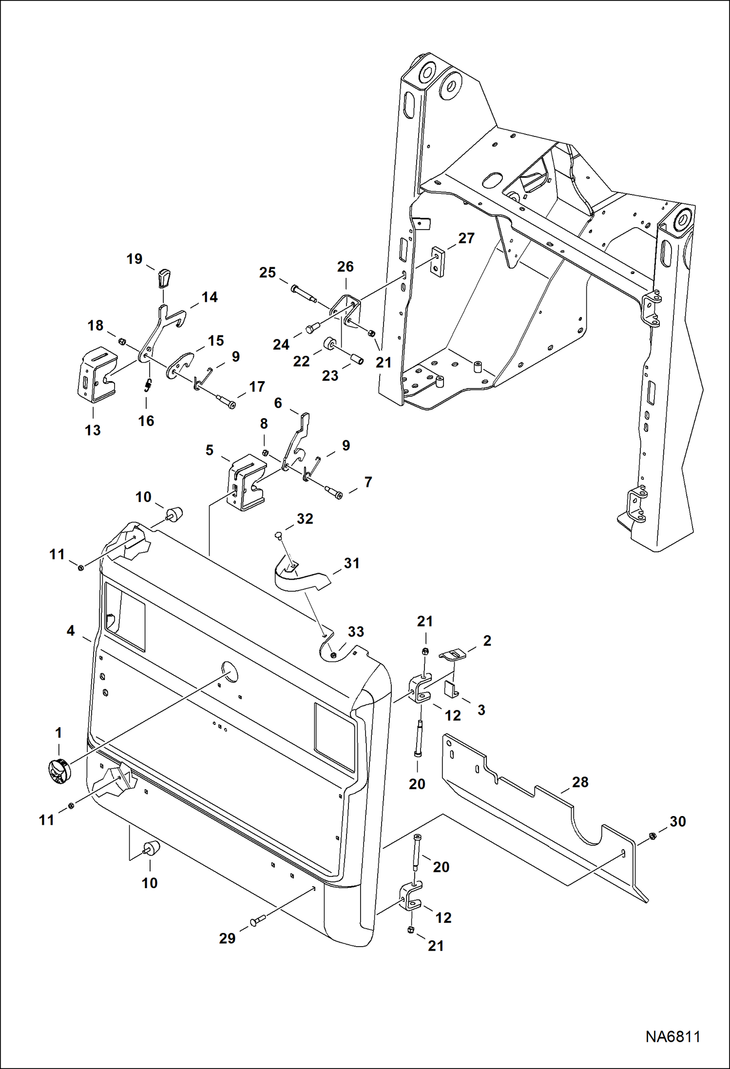 Схема запчастей Bobcat T-Series - REAR DOOR MAIN FRAME