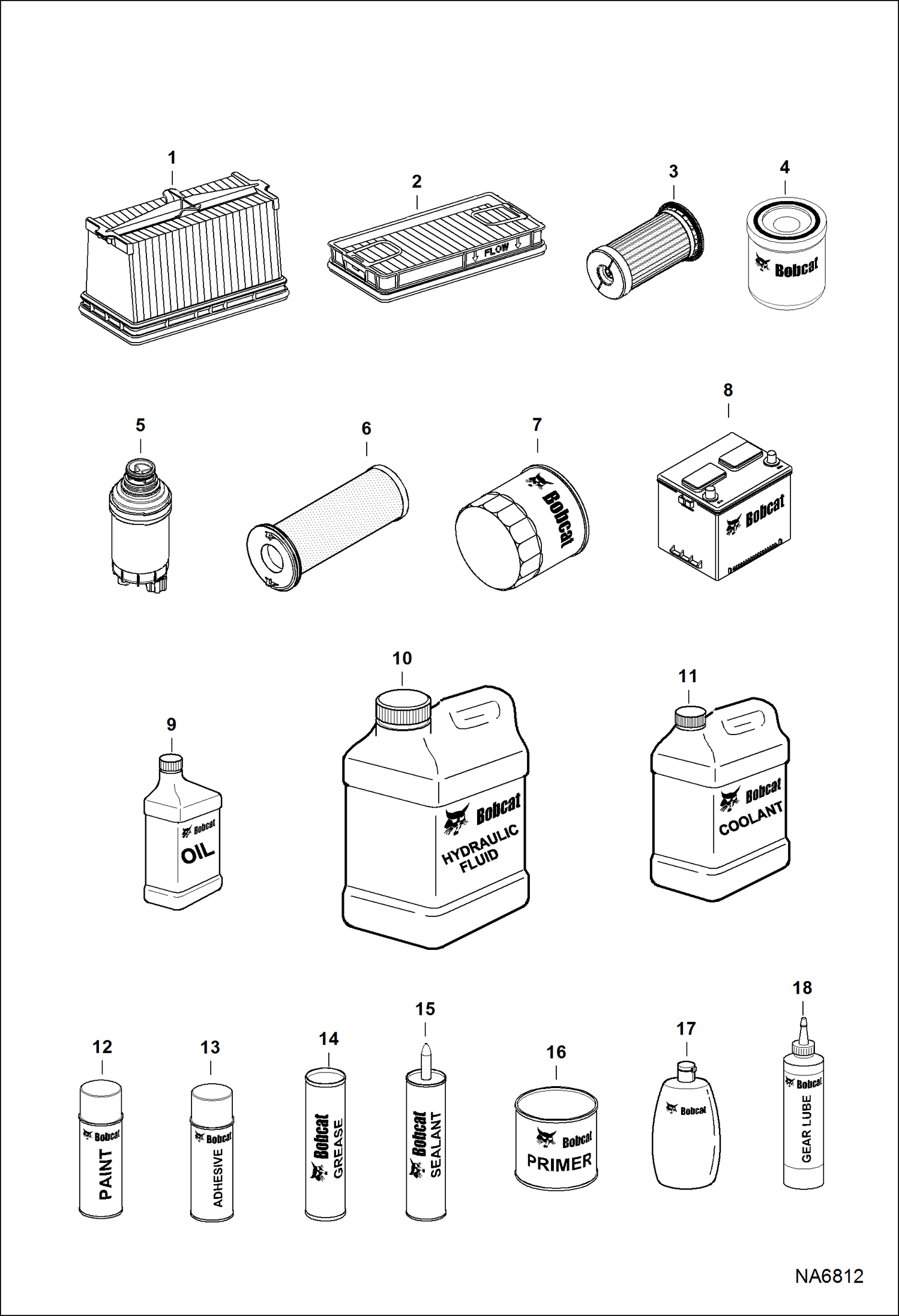 Схема запчастей Bobcat T-Series - MAINTENANCE ITEMS (Service Parts) MAINTENANCE ITEMS