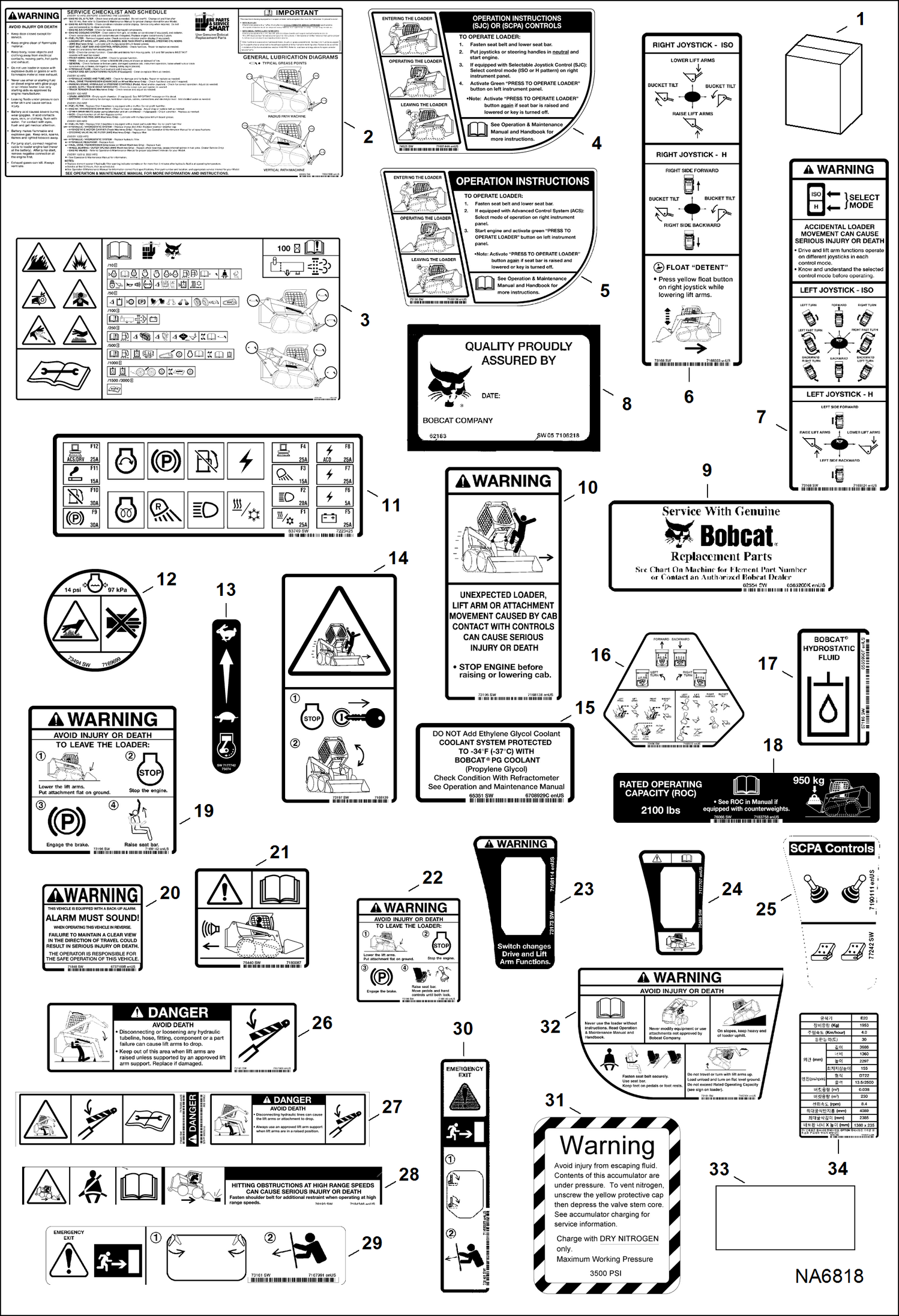 Схема запчастей Bobcat S-Series - DECALS (Inside) ACCESSORIES & OPTIONS