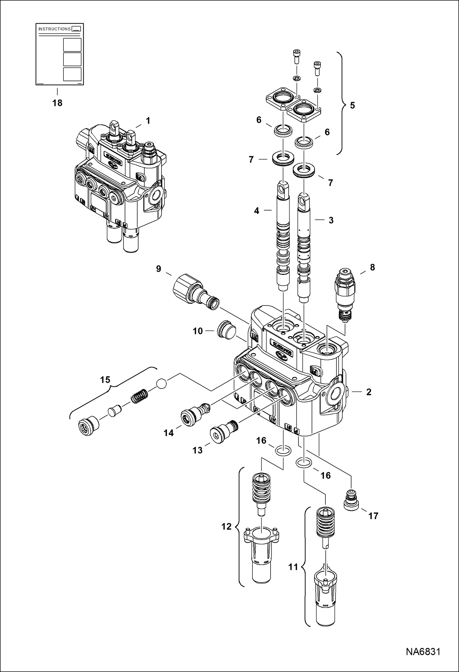 Схема запчастей Bobcat CT225 - MULTI-FUNCTION VALVE ACCESSORIES & OPTIONS