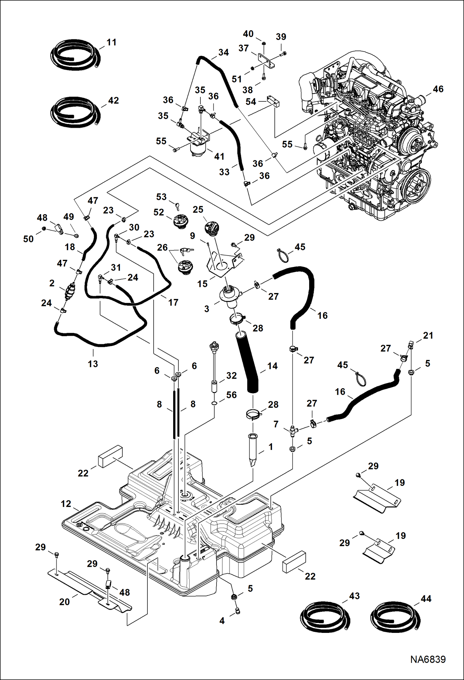 Схема запчастей Bobcat A-Series - ENGINE & ATTACHING PARTS (Fuel System) (S/N A3P6 & Above, A3P7 & Above) POWER UNIT