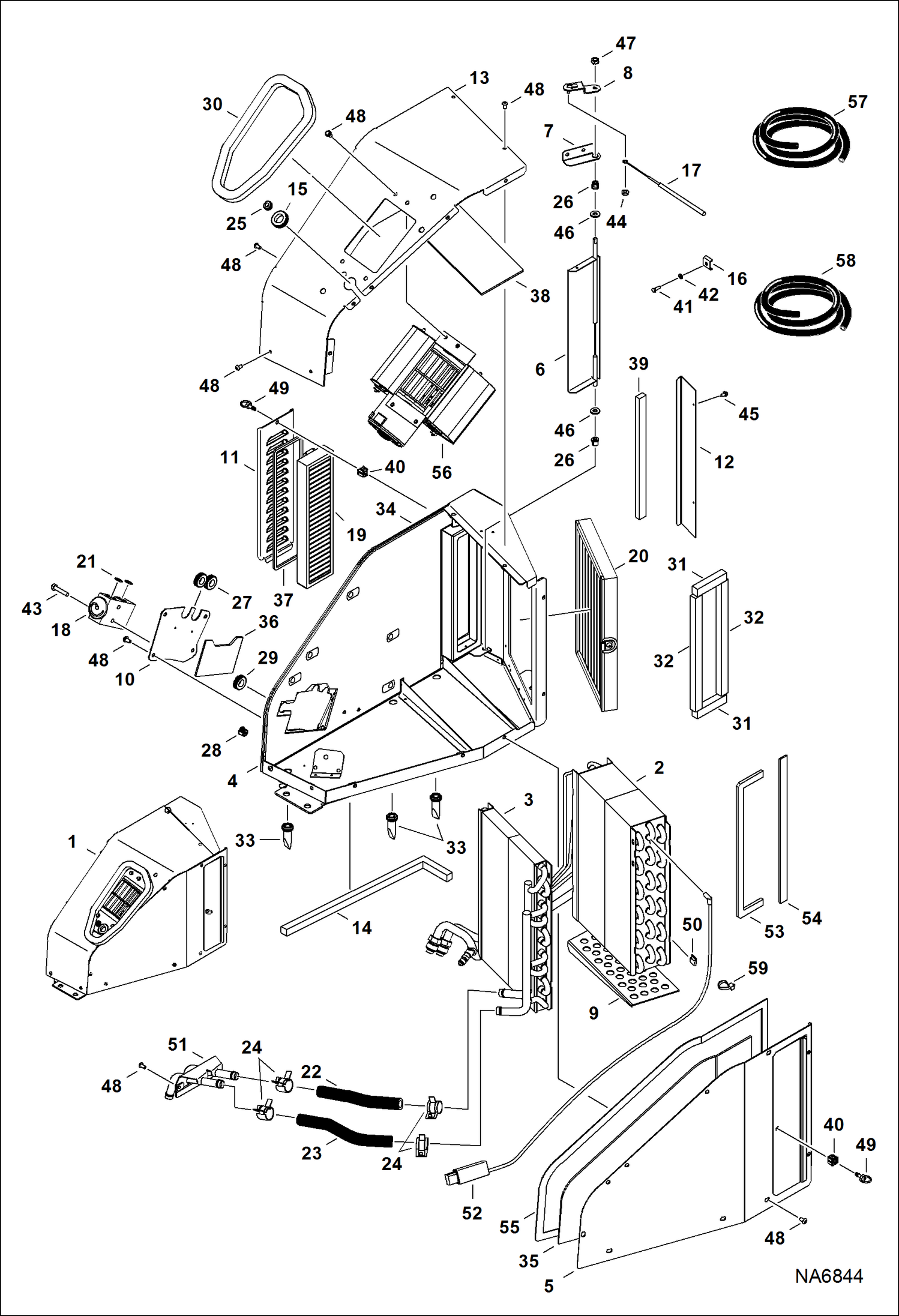 Схема запчастей Bobcat E26 - HEATER & A/C (HVAC Assembly) (S/N & Above) ACCESSORIES & OPTIONS