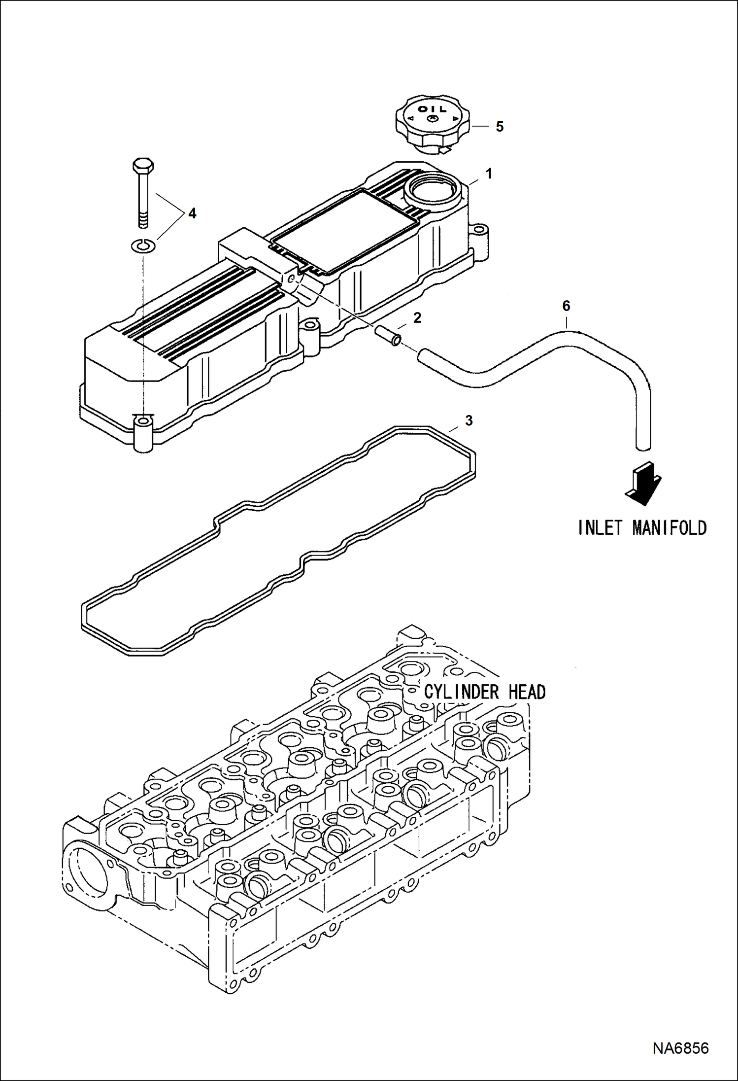 Схема запчастей Bobcat ASPHALT HEATER & GENERATOR - ASPHALT HEATER & GENERATOR (Engine) (Rocker Arm Cover) Loader