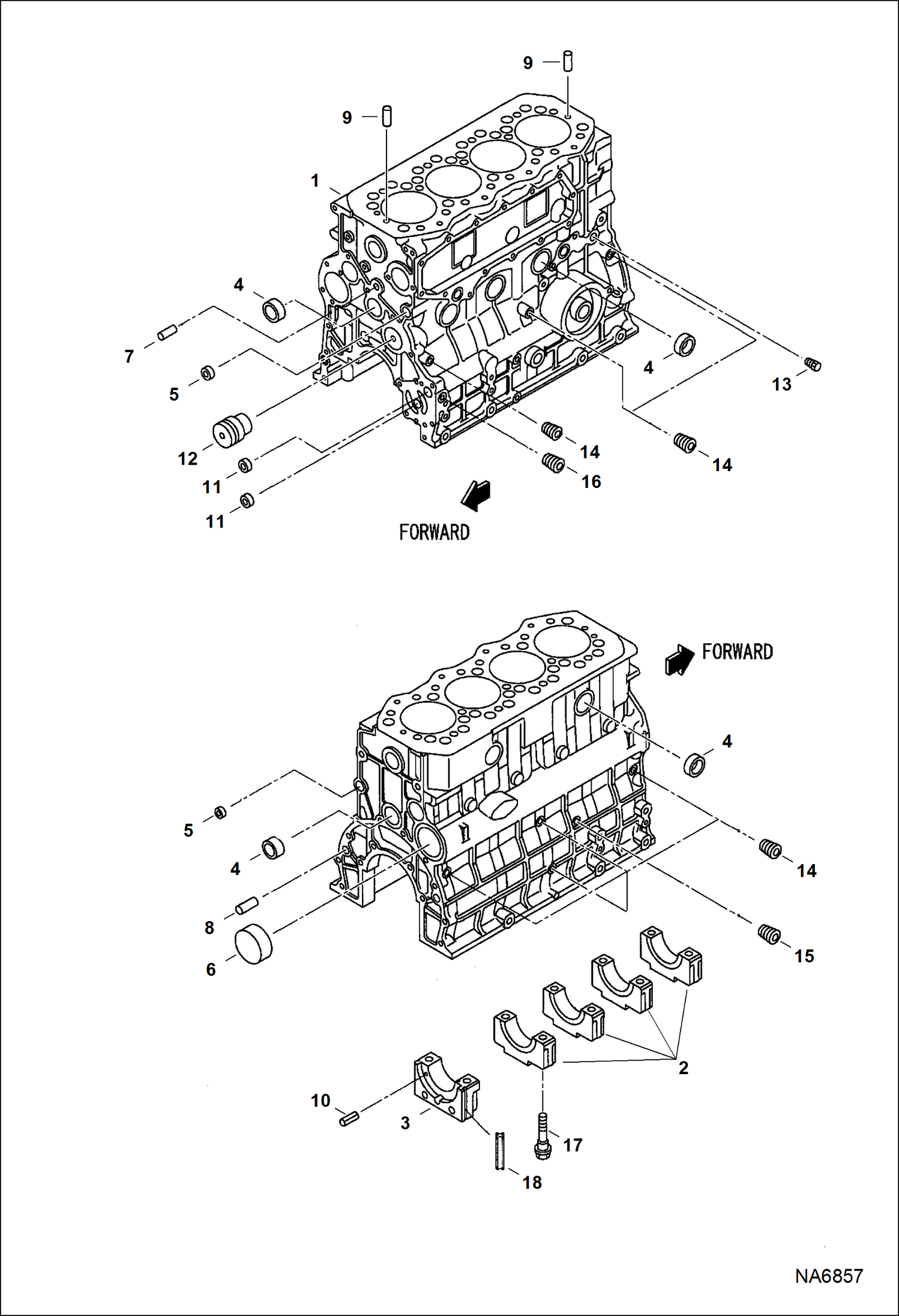 Схема запчастей Bobcat ASPHALT HEATER & GENERATOR - ASPHALT HEATER & GENERATOR (Engine) (Crankcase) Loader