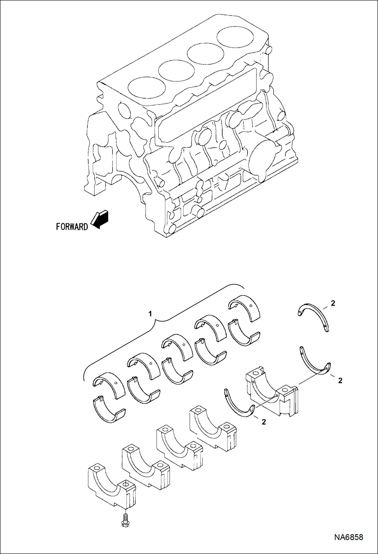 Схема запчастей Bobcat ASPHALT HEATER & GENERATOR - ASPHALT HEATER & GENERATOR (Engine) (Main Bearings) Loader