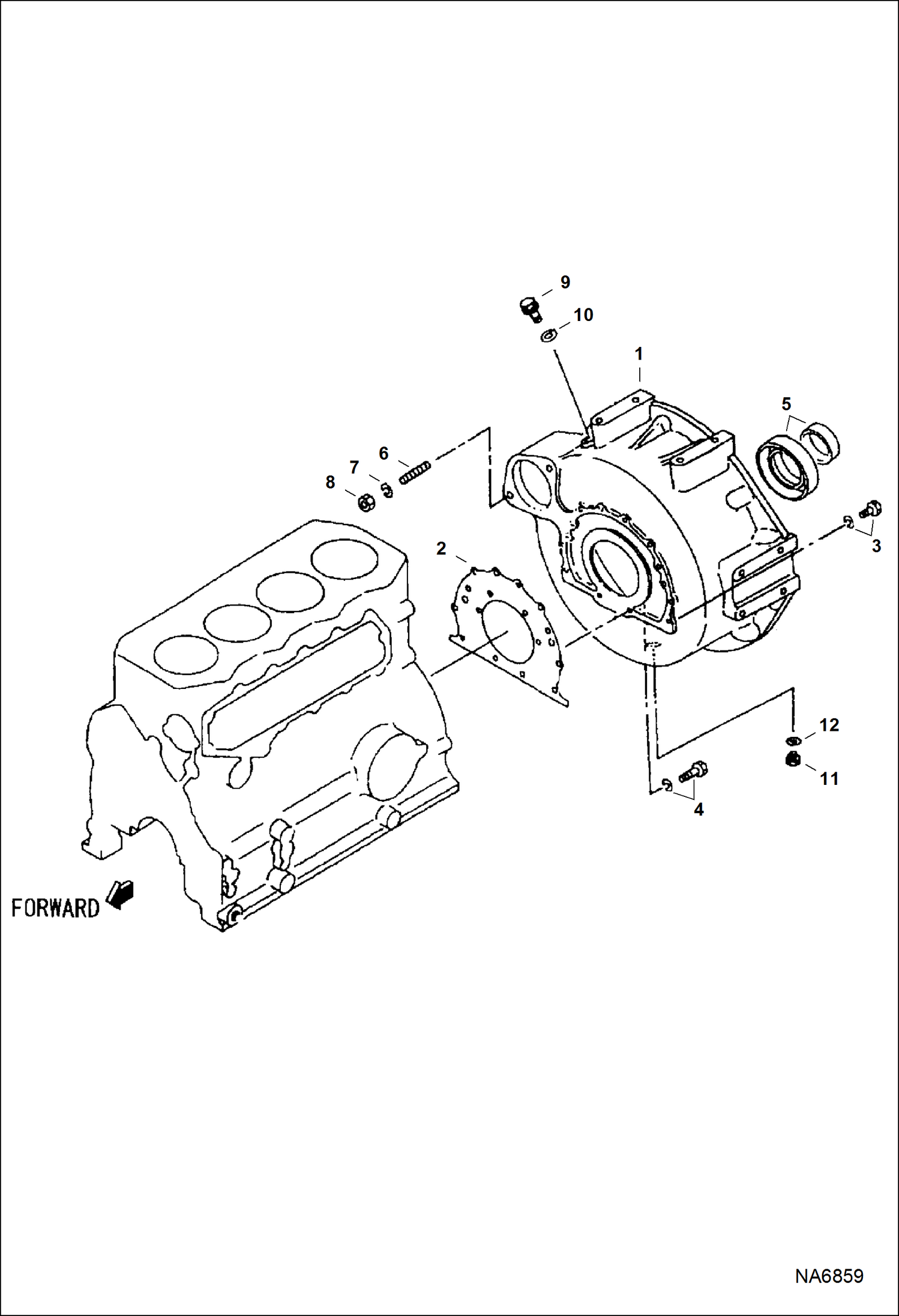 Схема запчастей Bobcat ASPHALT HEATER & GENERATOR - ASPHALT HEATER & GENERATOR (Engine) (Flywheel Housing) Loader