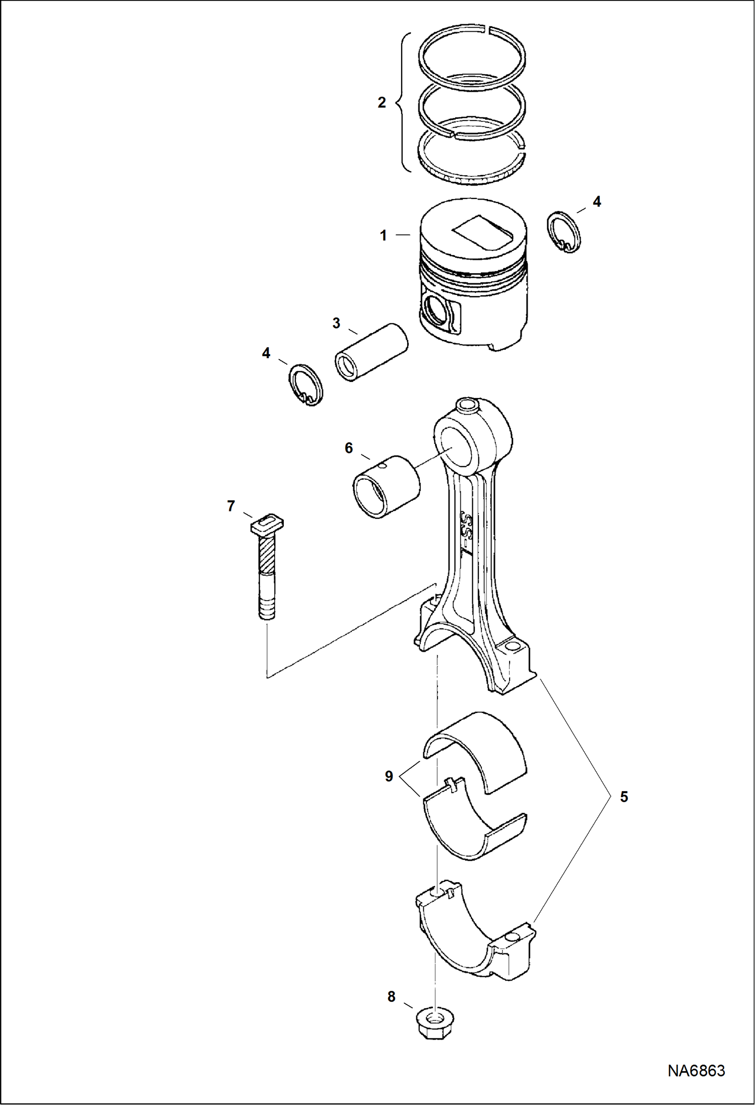 Схема запчастей Bobcat ASPHALT HEATER & GENERATOR - ASPHALT HEATER & GENERATOR (Engine) (Piston & Connecting Rod) Loader