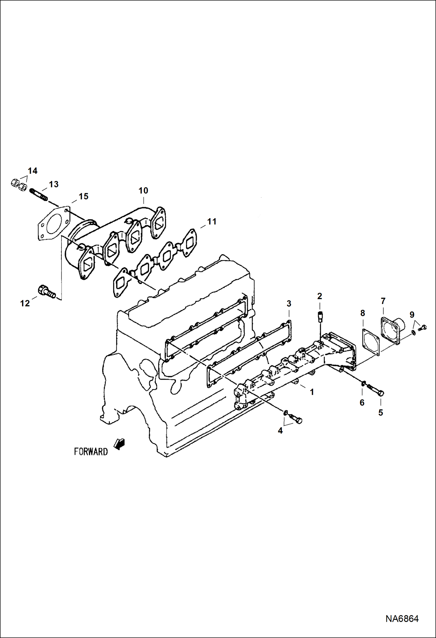 Схема запчастей Bobcat ASPHALT HEATER & GENERATOR - ASPHALT HEATER & GENERATOR (Engine) (Manifolds) Loader