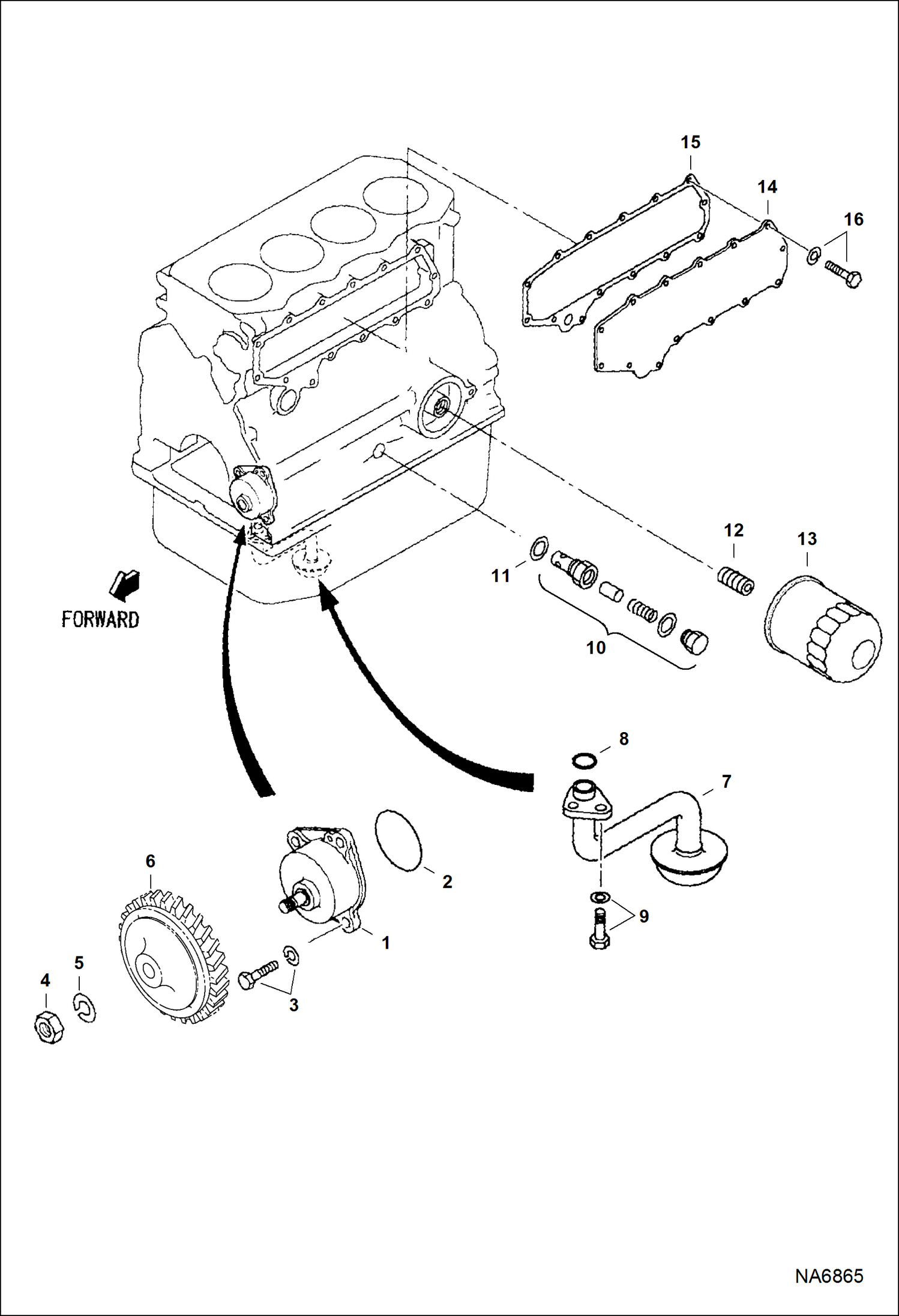 Схема запчастей Bobcat ASPHALT HEATER & GENERATOR - ASPHALT HEATER & GENERATOR (Engine) (Oil System) Loader