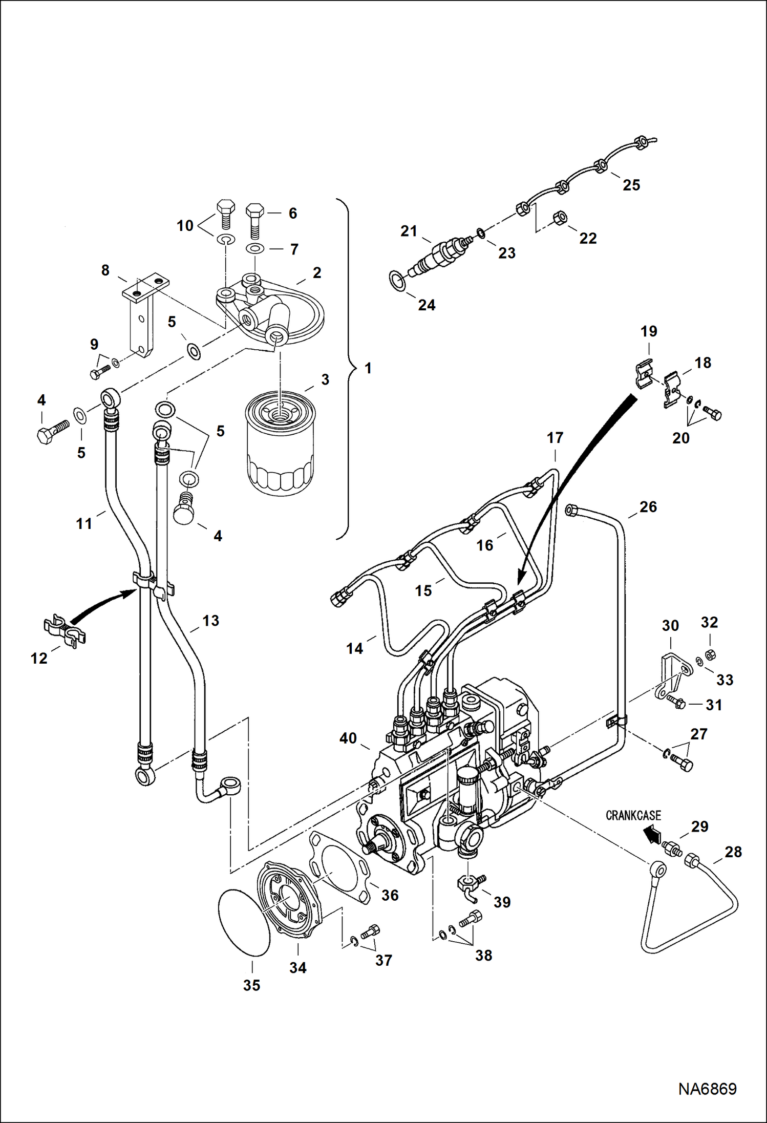 Схема запчастей Bobcat ASPHALT HEATER & GENERATOR - ASPHALT HEATER & GENERATOR (Engine) (Fuel System) Loader