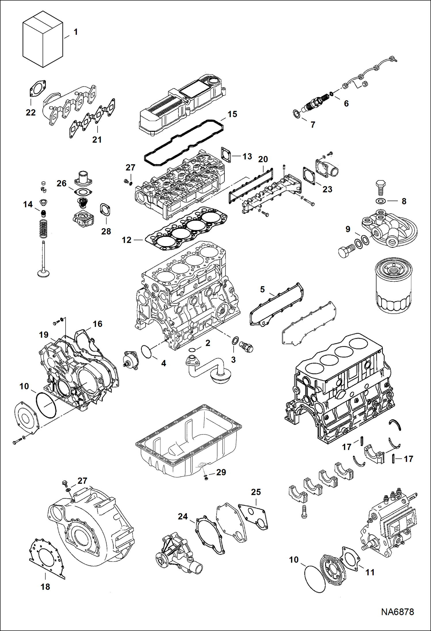 Схема запчастей Bobcat ASPHALT HEATER & GENERATOR - ASPHALT HEATER & GENERATOR (Engine) (Gasket Kit) Loader