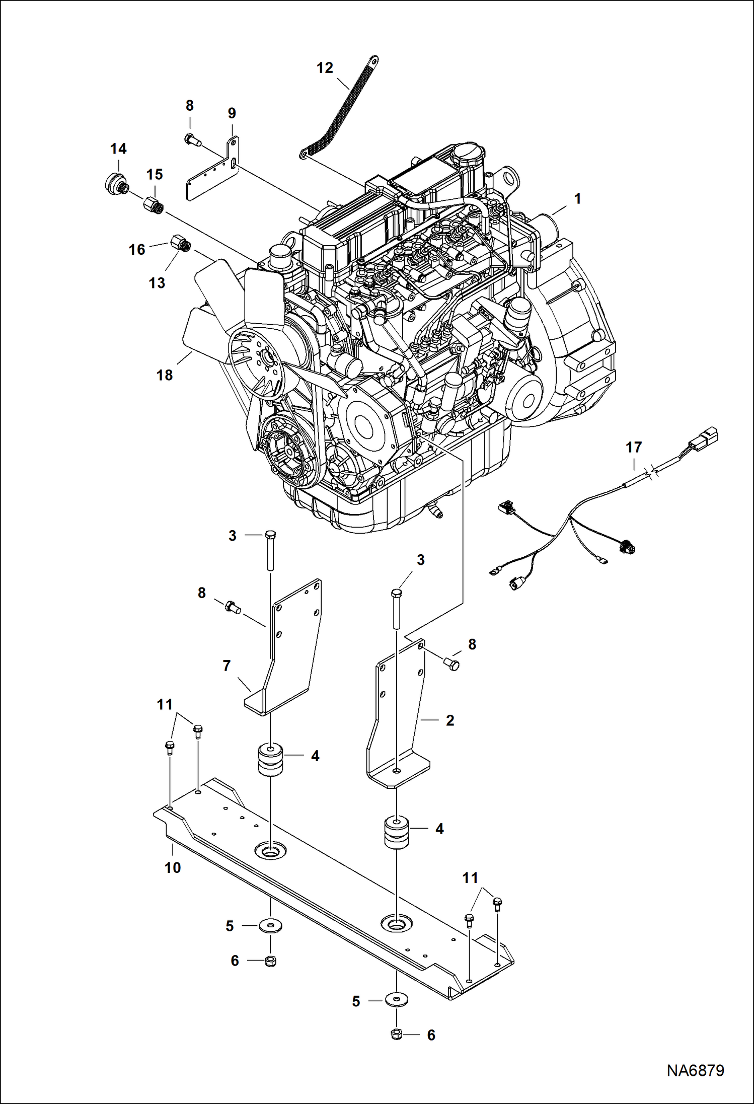 Схема запчастей Bobcat ASPHALT HEATER & GENERATOR - ASPHALT HEATER & GENERATOR (Generator) (Engine & Engine Mounting) (B14F) Loader