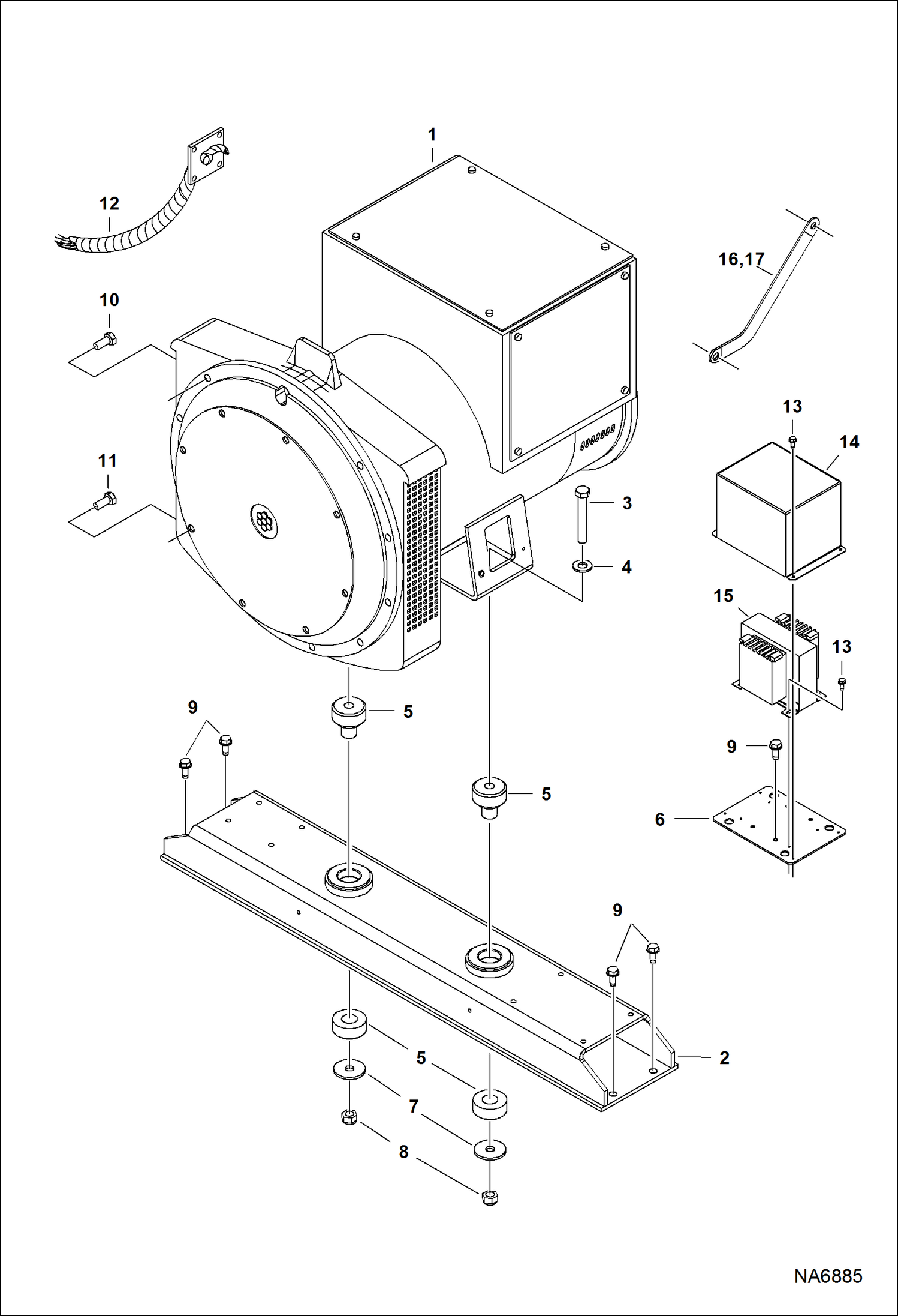 Схема запчастей Bobcat ASPHALT HEATER & GENERATOR - ASPHALT HEATER & GENERATOR (Generator) (Alternator Mounting) (B14F) Loader