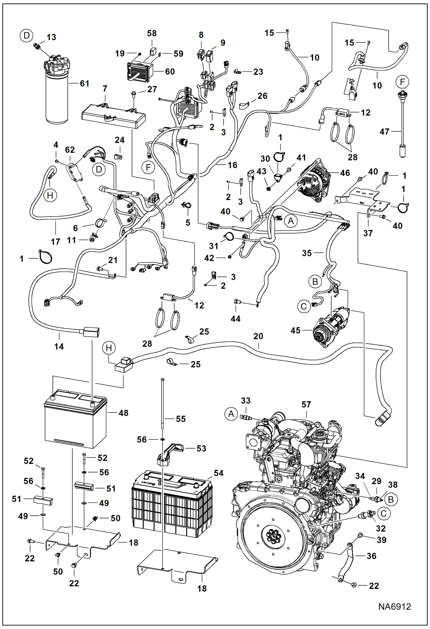 Схема запчастей Bobcat 5600 - ENGINE ELECTRICAL (A94Y14000 & Above) ELECTRICAL SYSTEM