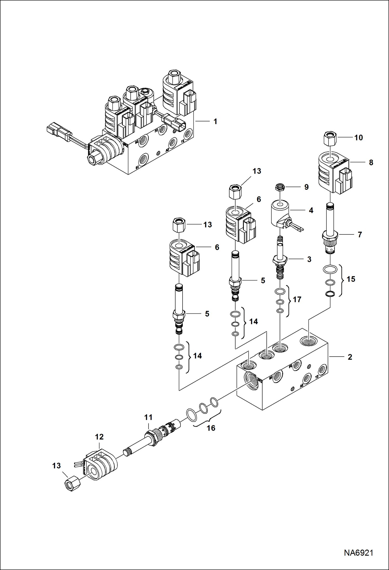 Схема запчастей Bobcat 5600 - PILOT VALVE (A94Y14000 & Above) HYDRAULIC SYSTEM