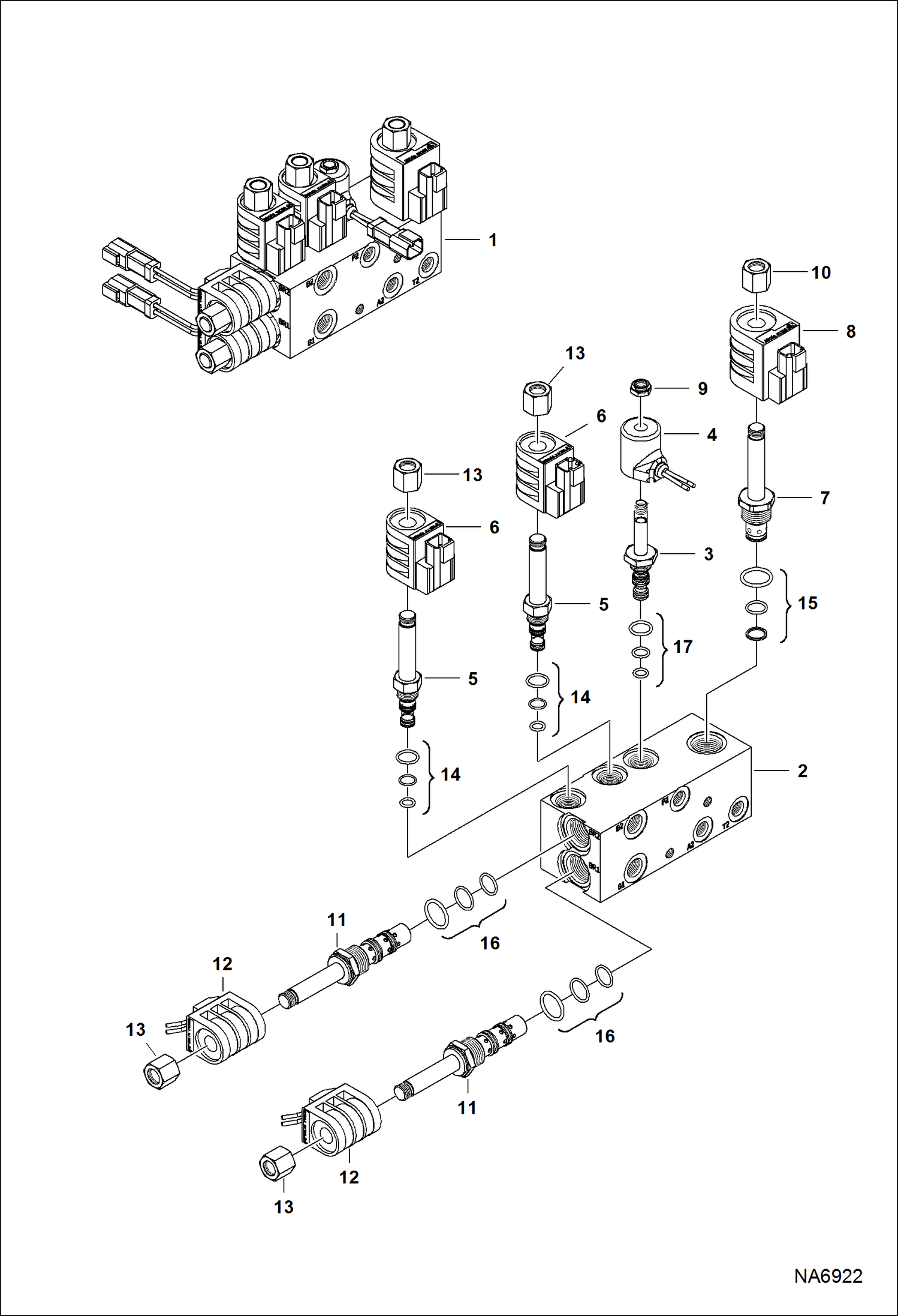 Схема запчастей Bobcat 5600 - PILOT VALVE (Dual) (A94Y14000 & Above) HYDRAULIC SYSTEM