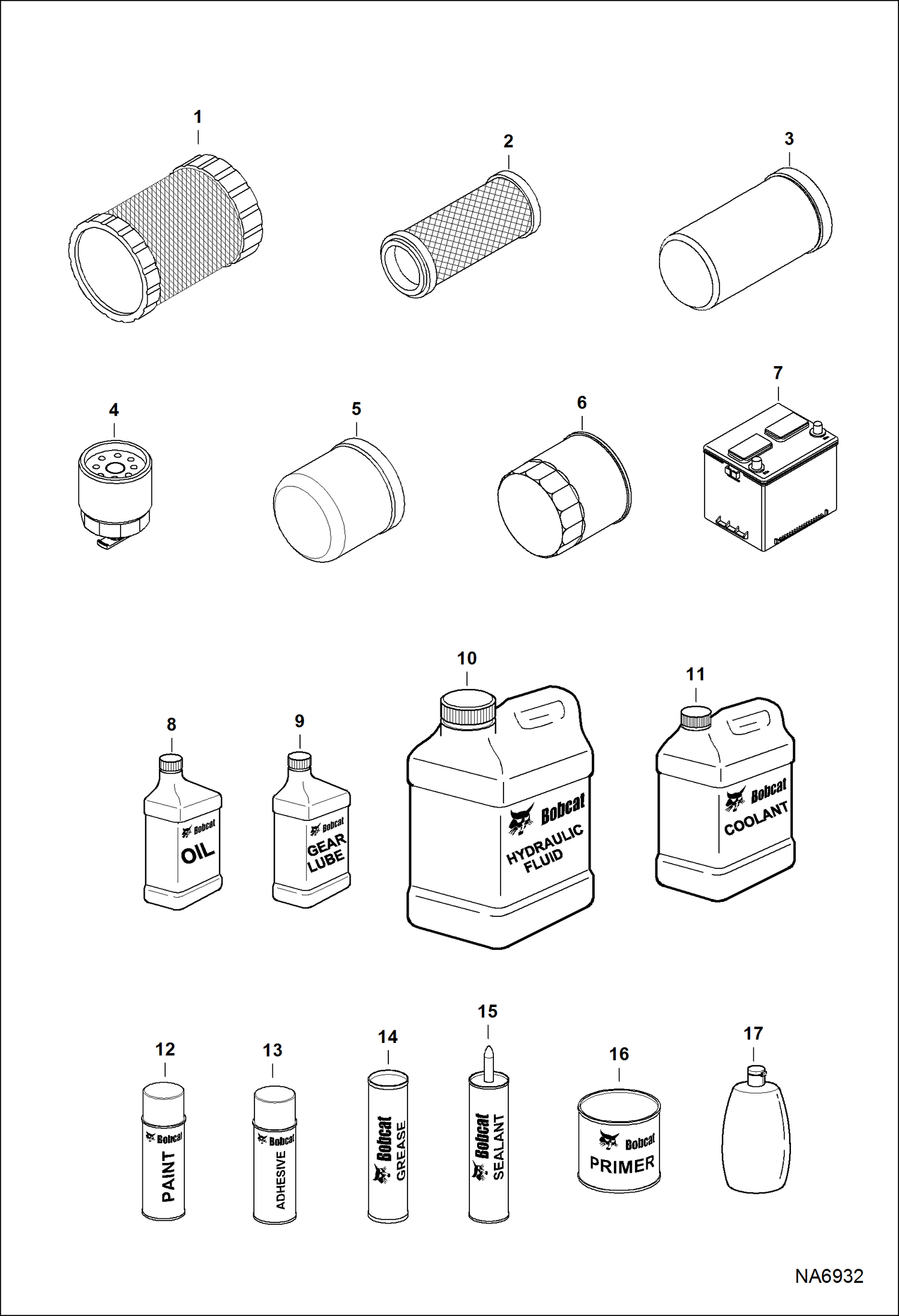 Схема запчастей Bobcat E25 - MAINTENANCE ITEMS (Service Parts) MAINTENANCE ITEMS