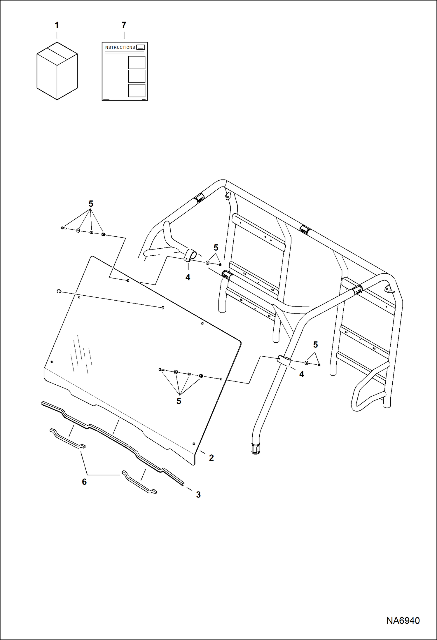 Схема запчастей Bobcat 3200 - CAB PANELS (Poly) (Windshield) ACCESSORIES & OPTIONS