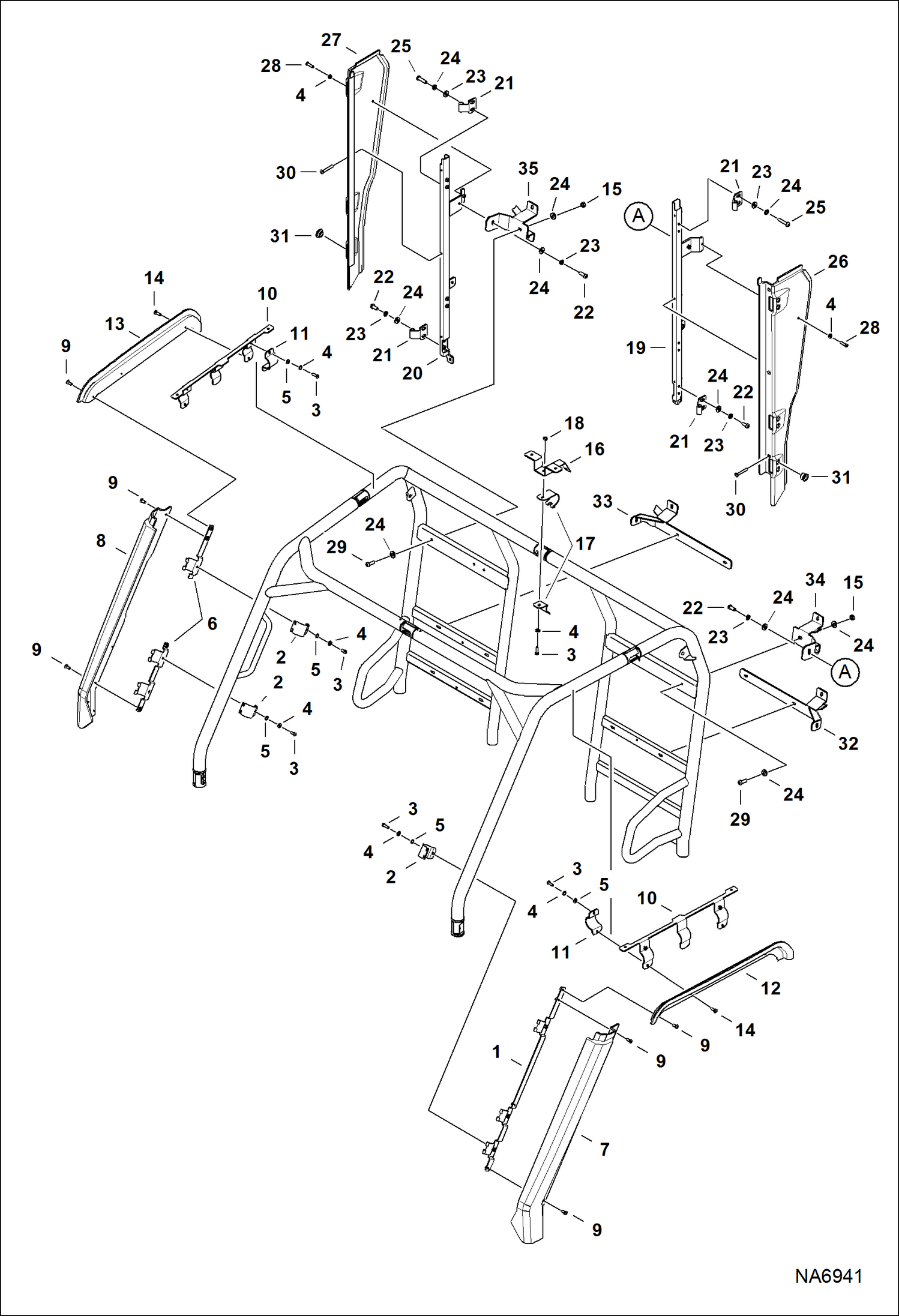 Схема запчастей Bobcat 3200 - CAB PANELS (Poly) (Mounting Brackets) ACCESSORIES & OPTIONS