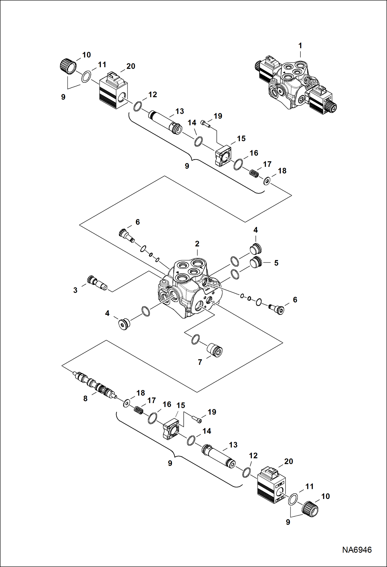 Схема запчастей Bobcat 3650 - AUXILIARY VALVE HYDRAULIC SYSTEM