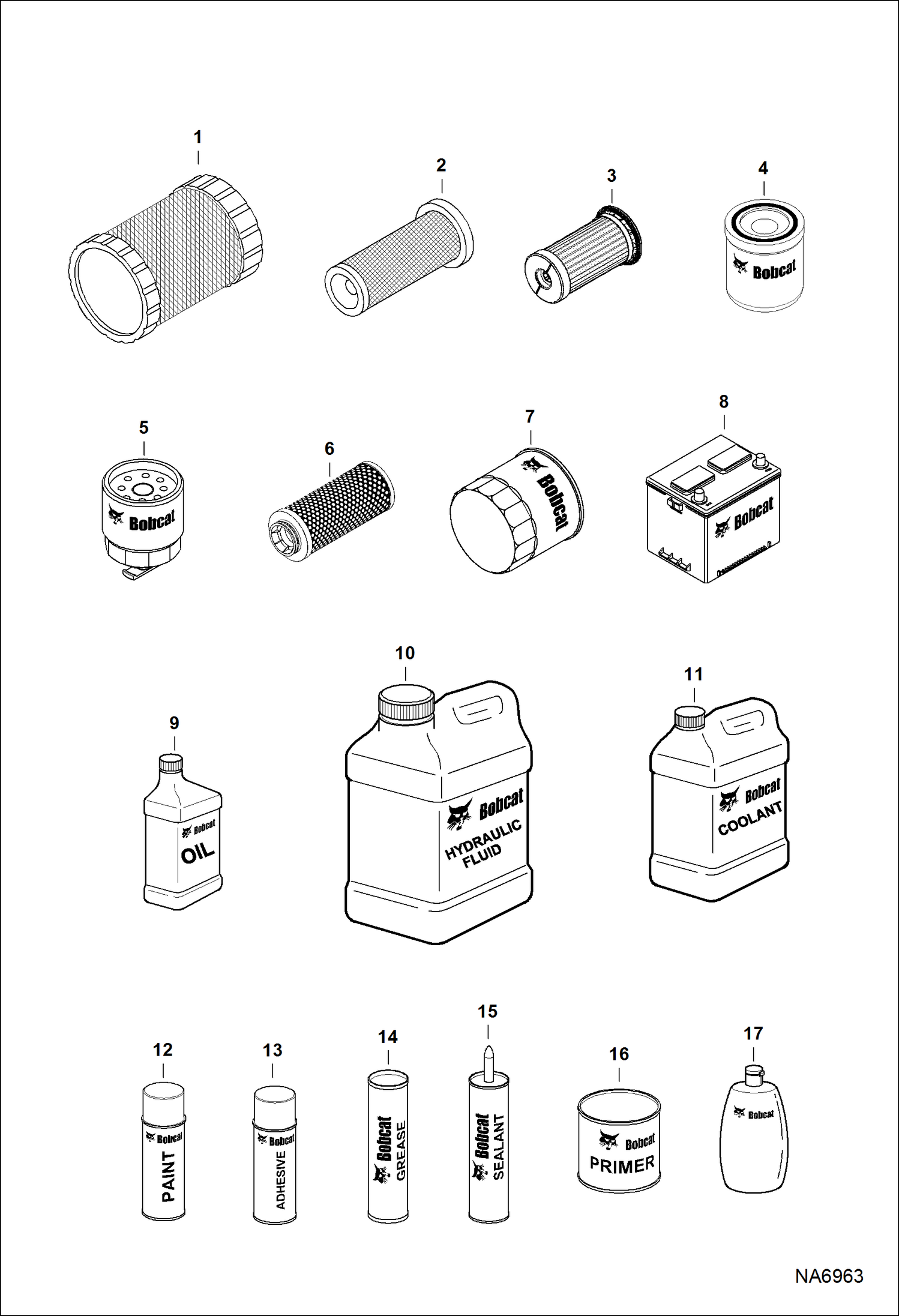 Схема запчастей Bobcat S-Series - MAINTENANCE ITEMS (Service Parts) MAINTENANCE ITEMS