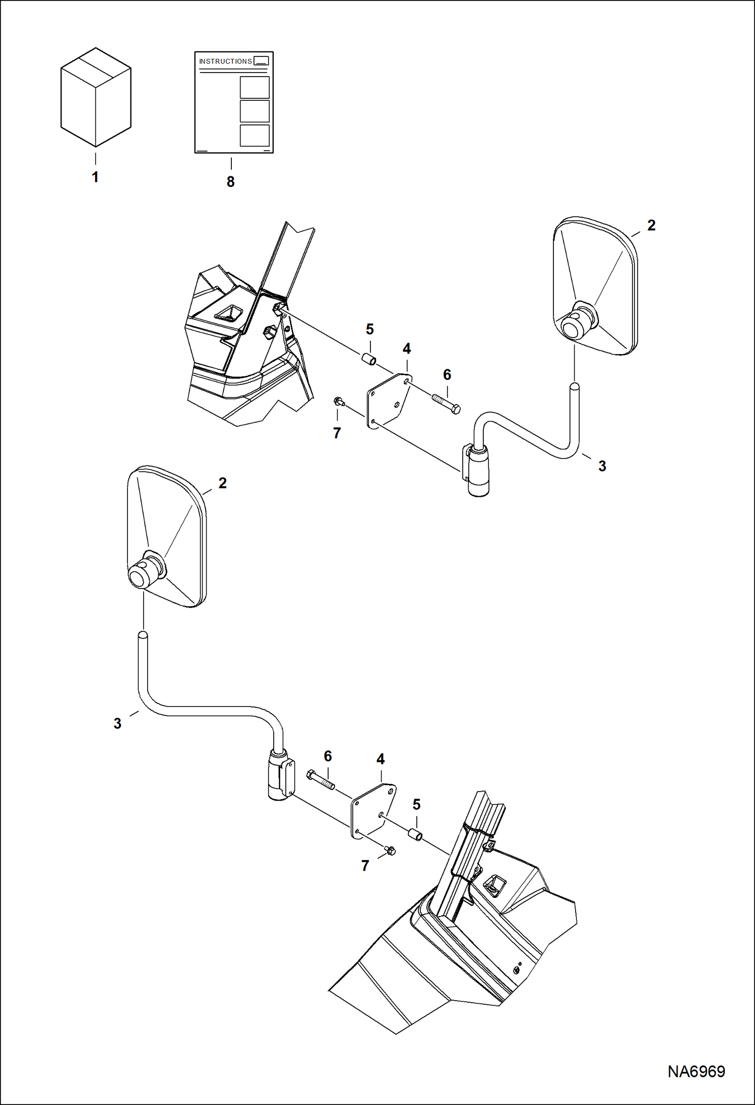 Схема запчастей Bobcat 3600 - SIDE MIRROR KIT ACCESSORIES & OPTIONS