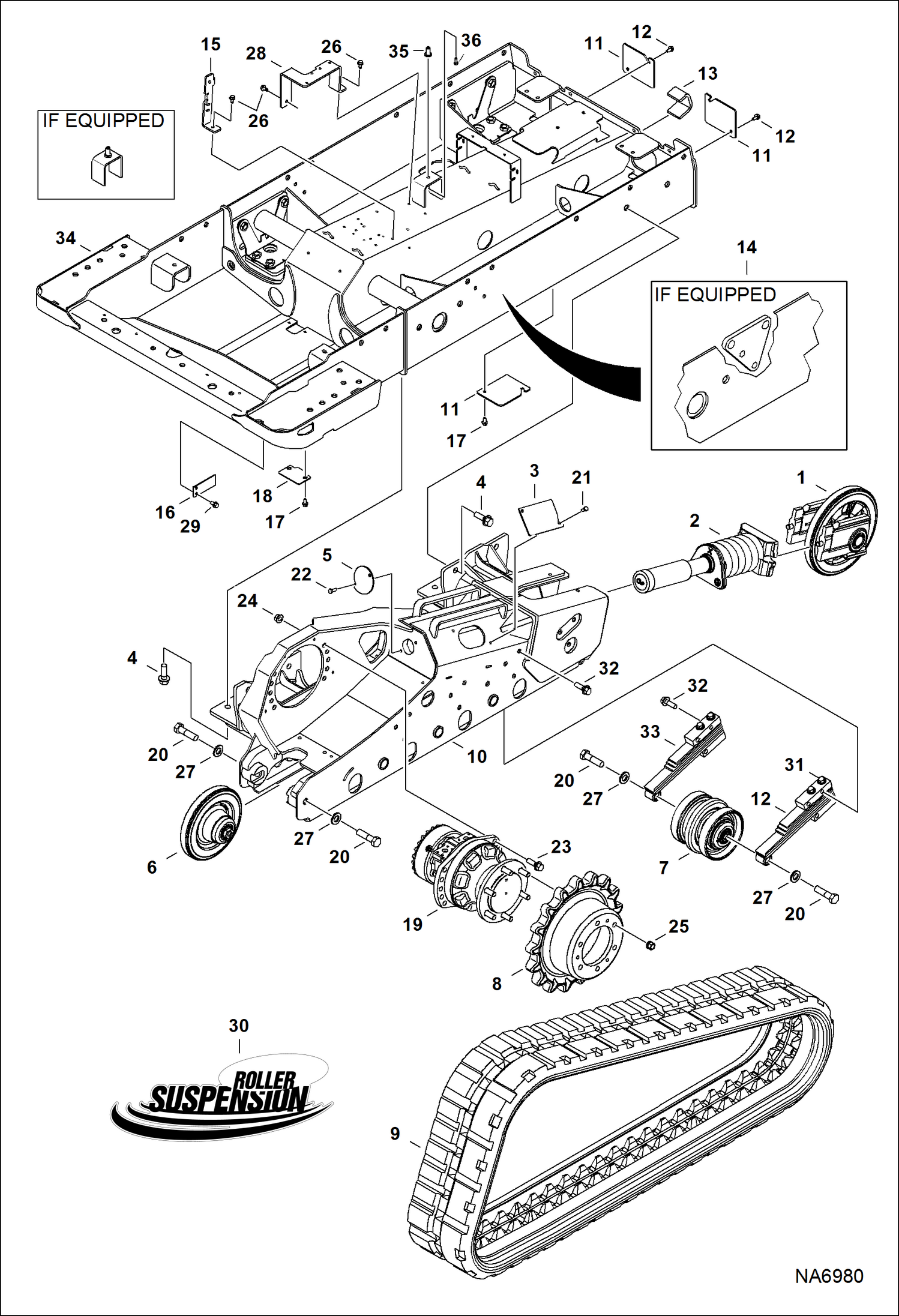 Схема запчастей Bobcat T-Series - DRIVE TRAIN (Suspension) (S/N A7PU13476-13505 & 13507 & Above) DRIVE TRAIN